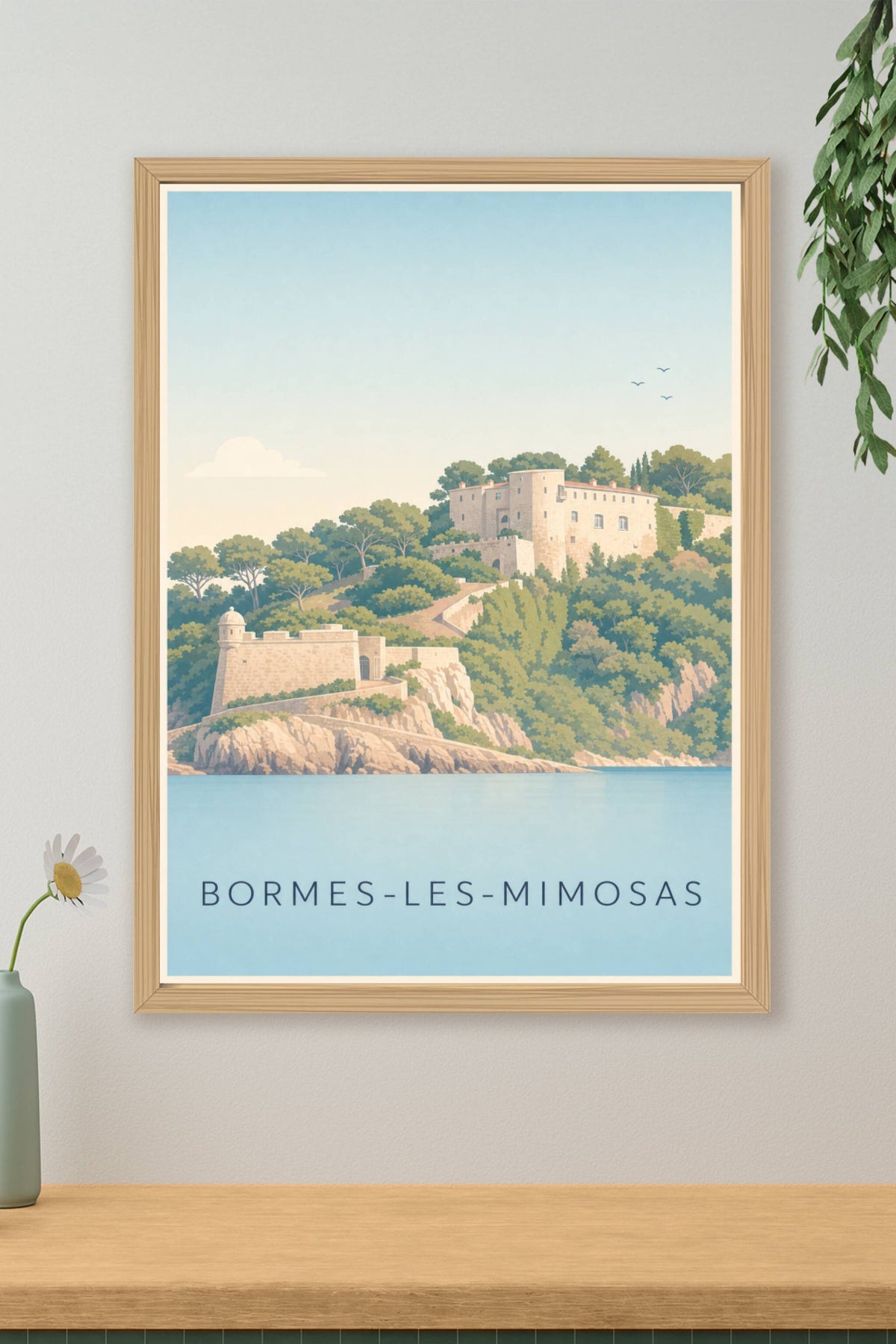Affiche de Bormes-les-Mimosas, poster du fort de Brégançon