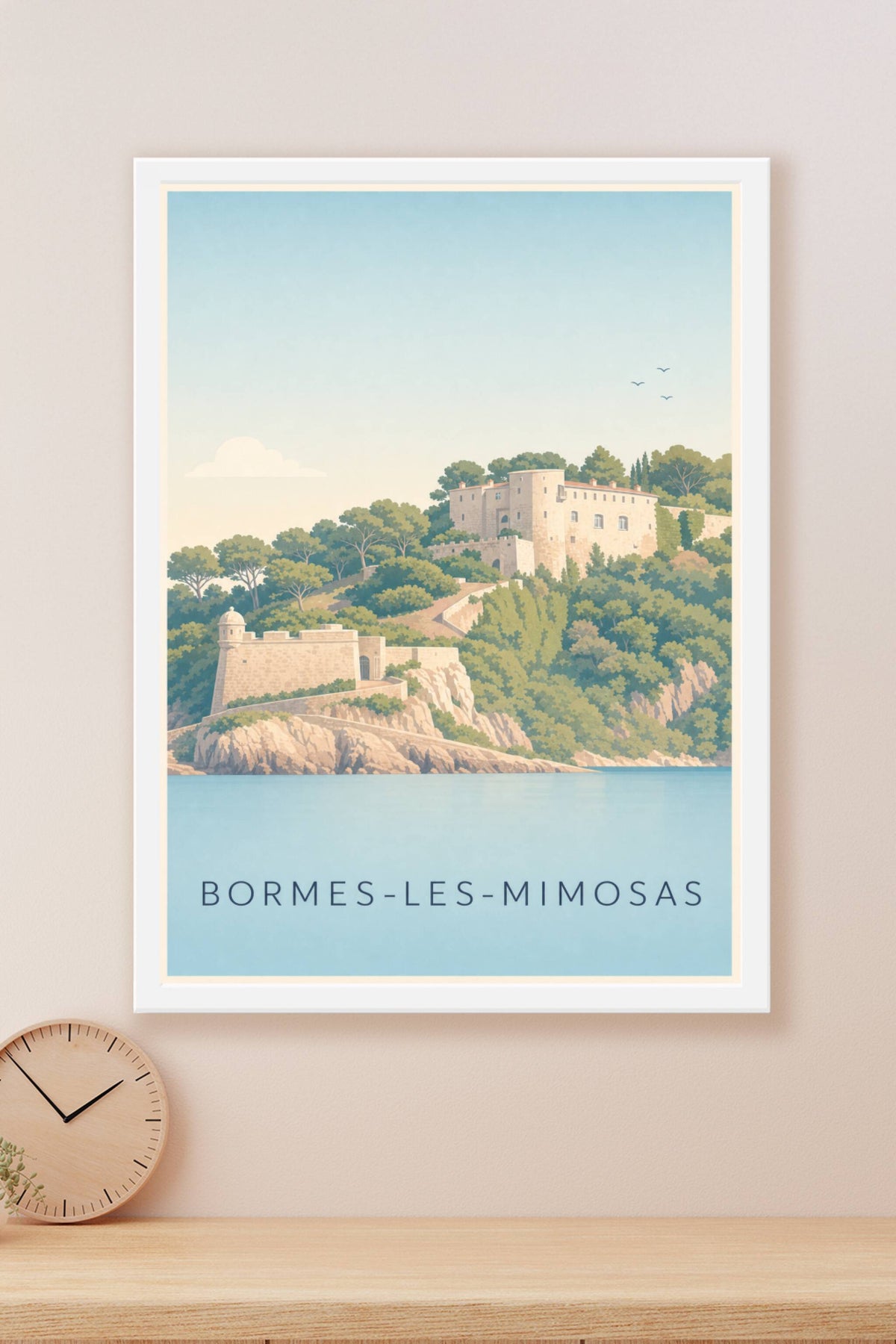 Affiche de Bormes-les-Mimosas, poster du fort de Brégançon
