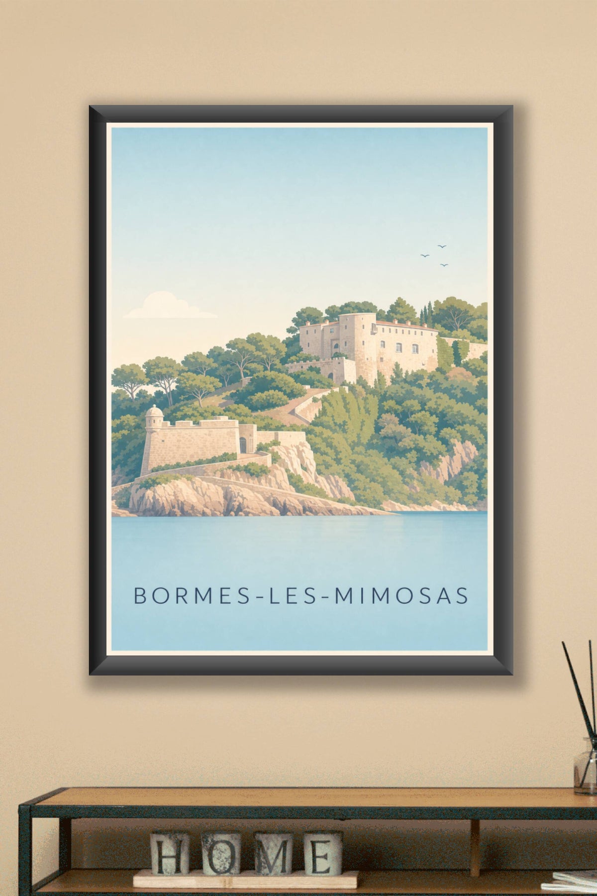 Affiche de Bormes-les-Mimosas, poster du fort de Brégançon