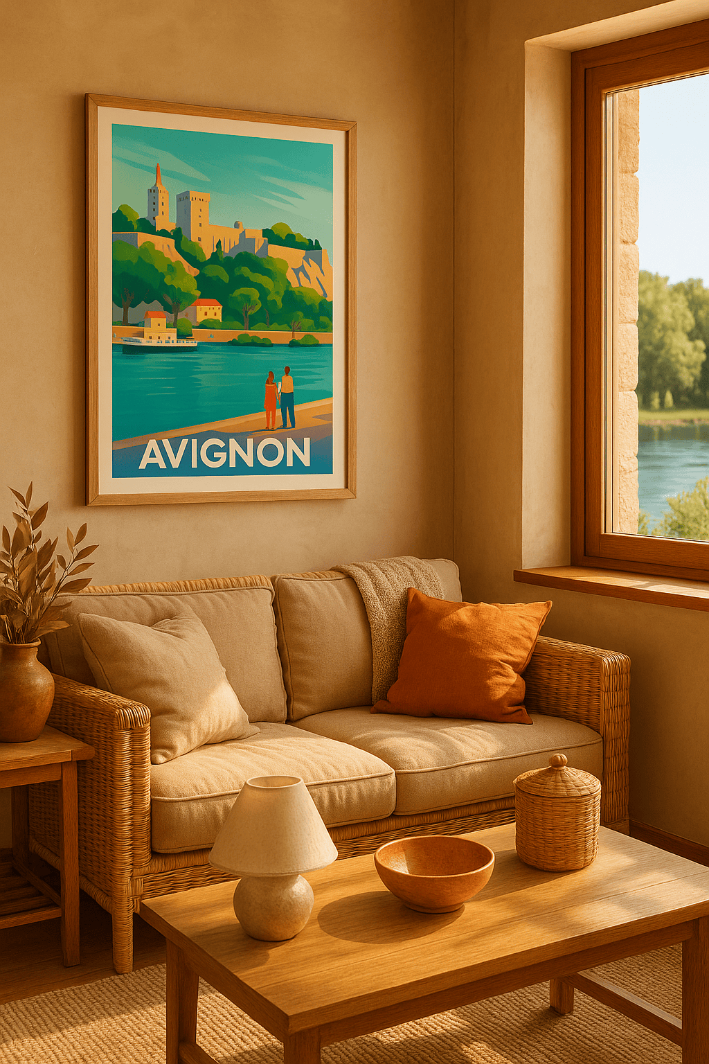 Vaucluse France Affiche de Avignon - Escapade romantique au bord du Rhône