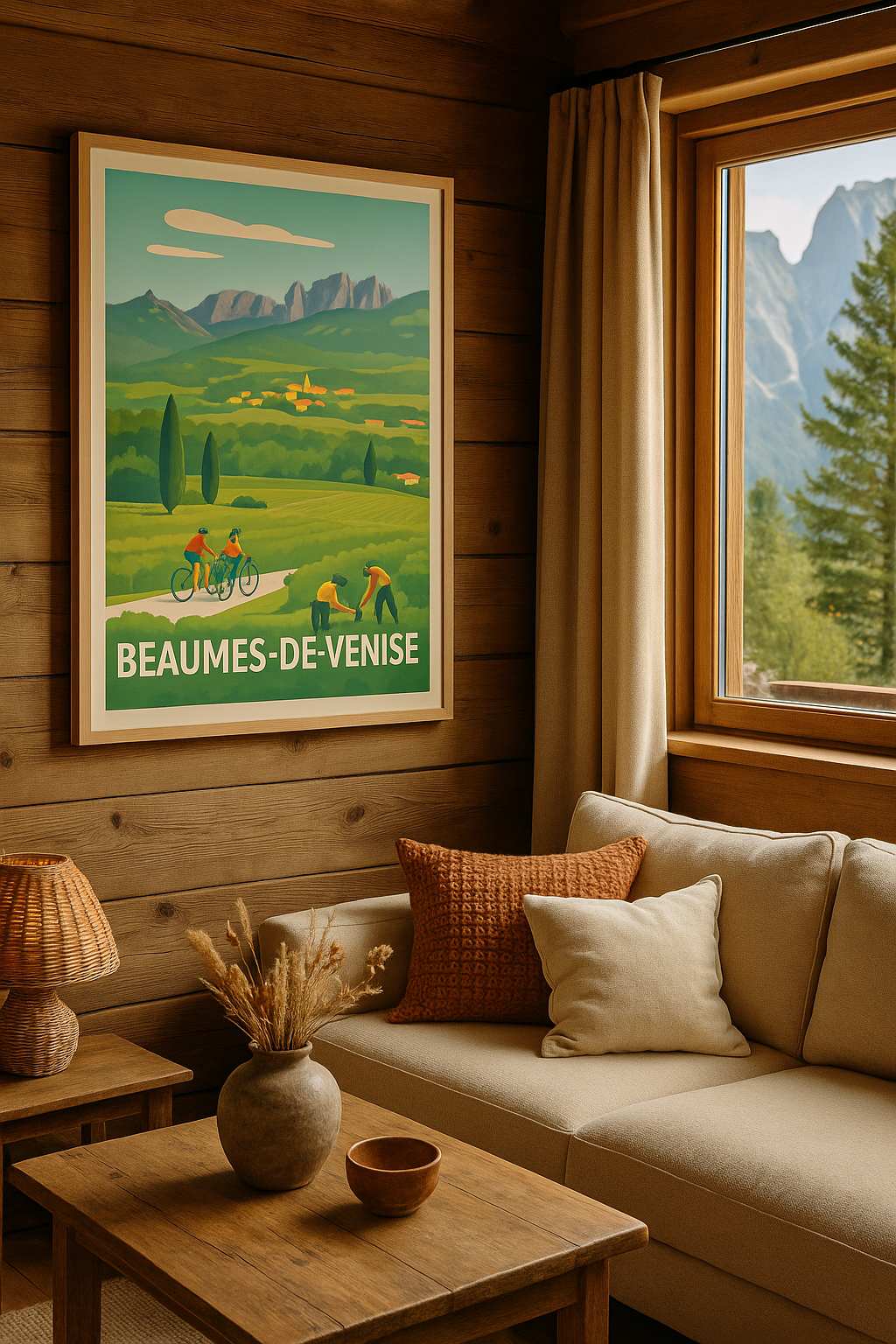 Affiche Beaumes-de-Venise — Évasion au cœur des vignobles provençaux · poster d'art de Beaumes-de-Venise