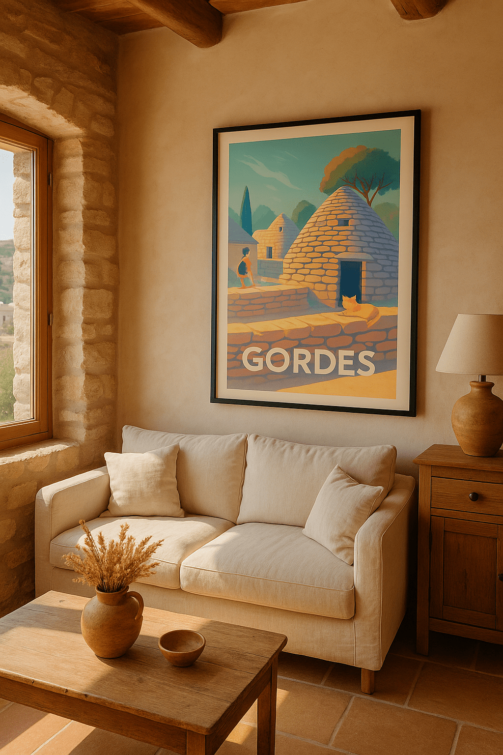 Affiche Gordes — Charme provençal et pierre sèche · poster d'art de Gordes