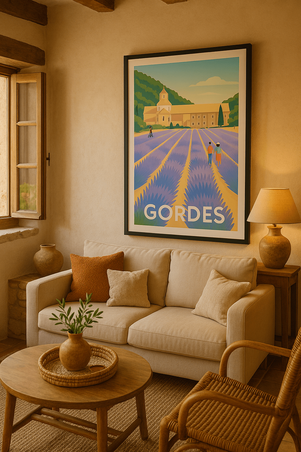 Affiche Gordes — Harmonie provençale au cœur des lavandes · poster d'art de Gordes