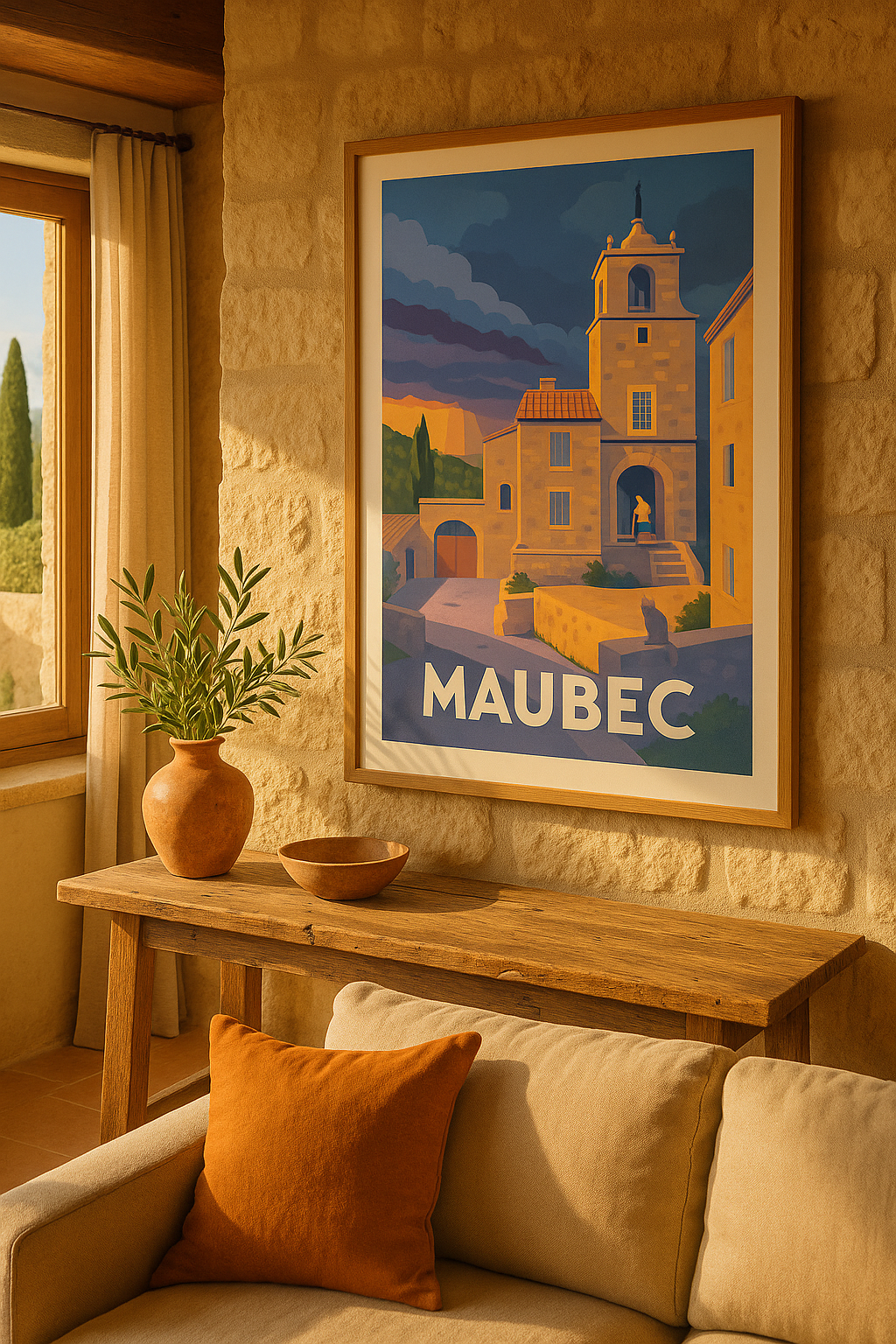 Affiche Maubec — Charme intemporel du village provençal · poster d'art de Maubec