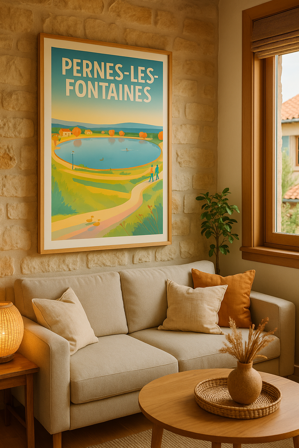 Affiche Pernes-les-Fontaines — Escapade paisible au cœur de la nature · poster d'art de Pernes-les-Fontaines