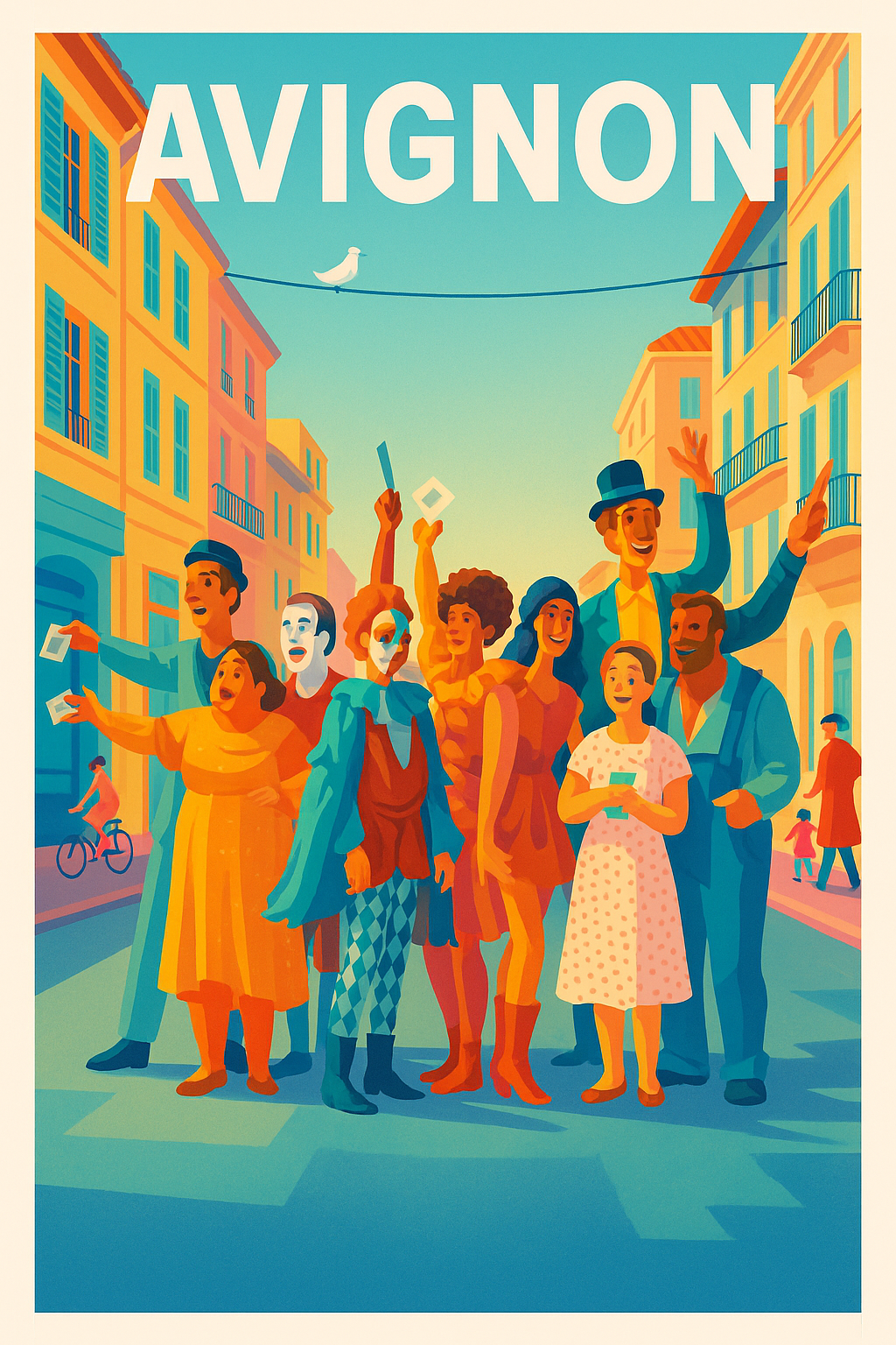 Vaucluse France Pas de Cadre / 20 × 30cm Affiche Avignon - Esprit festif au cœur de la ville