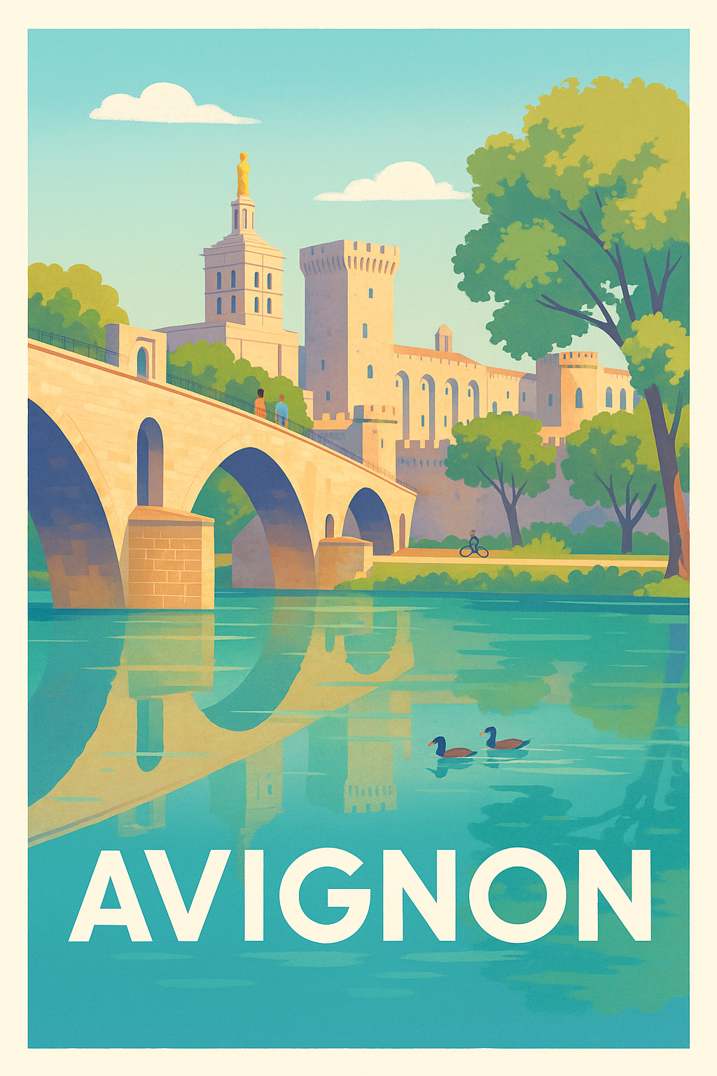 Vaucluse France Pas de Cadre / 20 × 30cm Affiche de Avignon - Charme historique au fil de l'eau