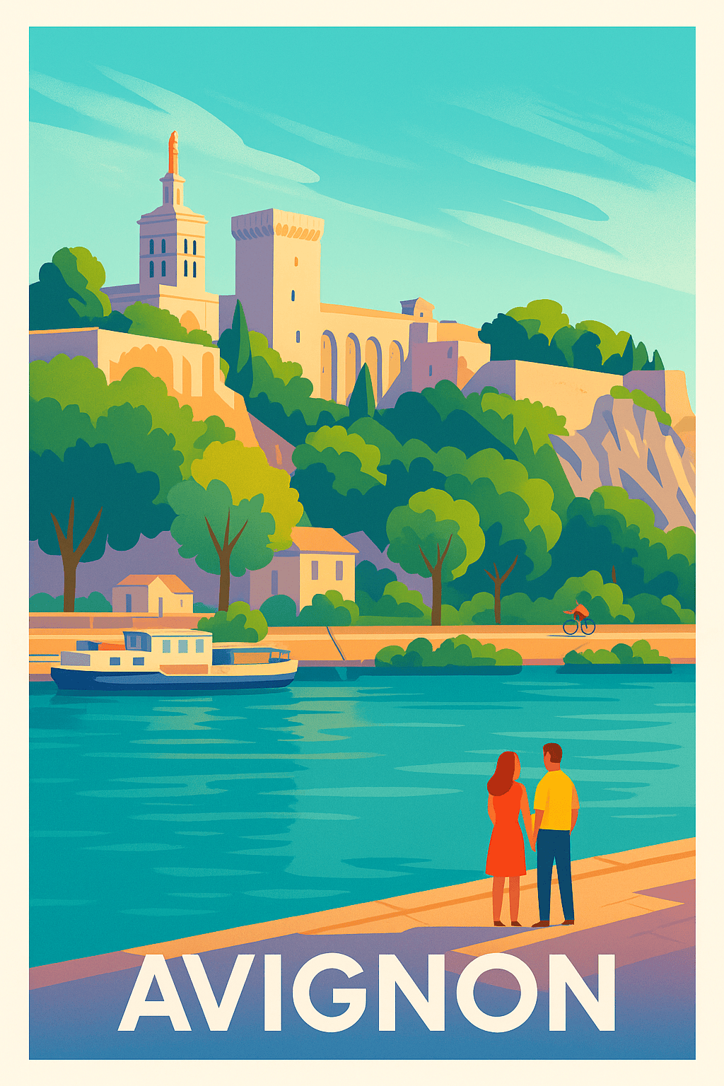 Vaucluse France Pas de Cadre / 20 × 30cm Affiche de Avignon - Escapade romantique au bord du Rhône