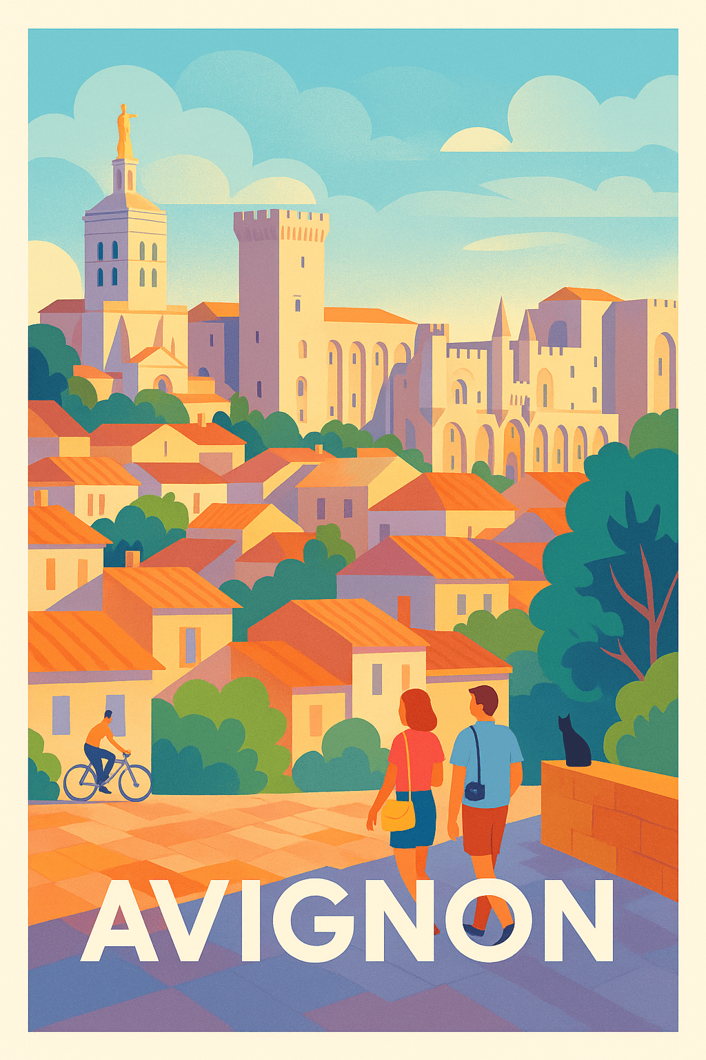 Affiche Avignon — Promenade au cœur de la Cité des Papes · poster d'art de Avignon
