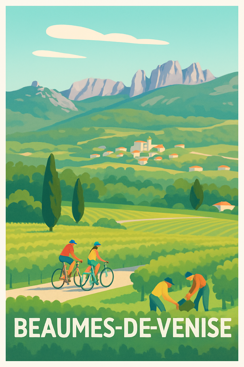 Affiche Beaumes-de-Venise — Évasion au cœur des vignobles provençaux · poster d'art de Beaumes-de-Venise