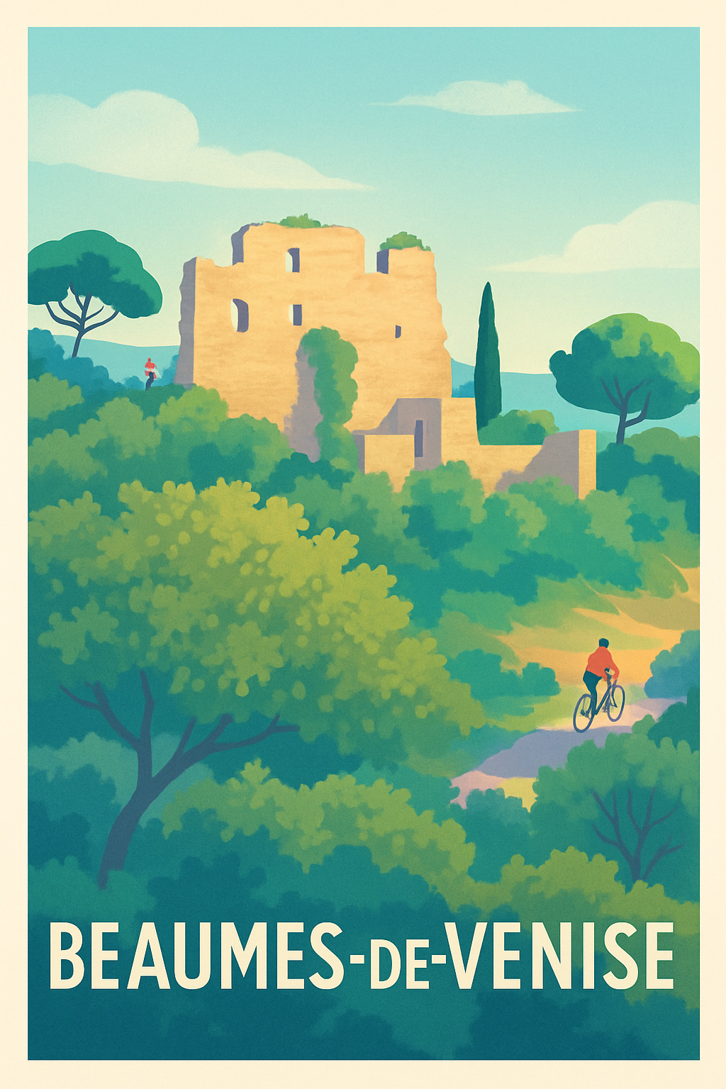 Vaucluse France Pas de Cadre / 20 × 30cm Affiche de Beaumes-de-Venise - L'évasion au cœur de la nature provençale