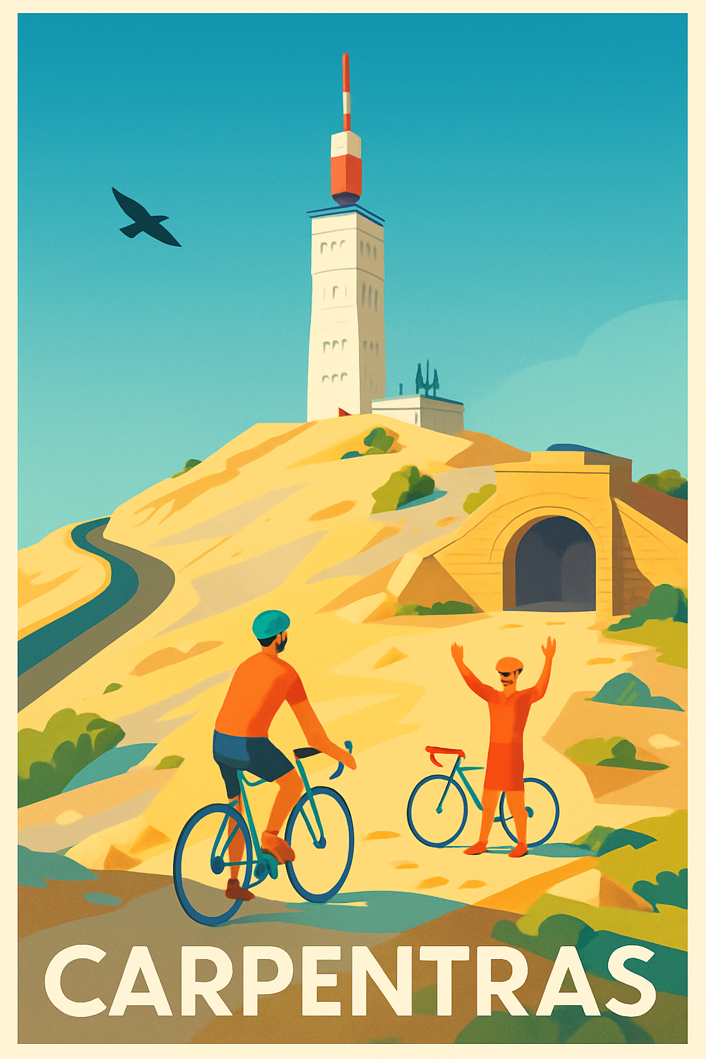 Vaucluse France Pas de Cadre / 20 × 30cm Affiche de Carpentras - L'escapade cycliste au Mont Ventoux
