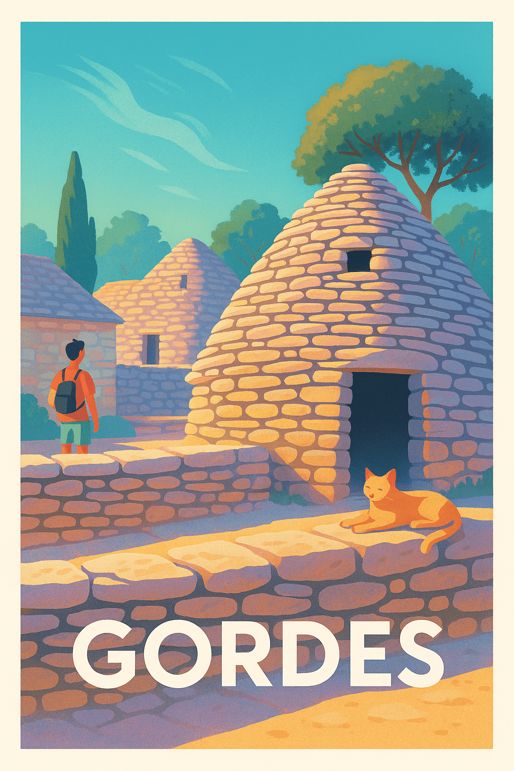 Affiche Gordes — Charme provençal et pierre sèche · poster d'art de Gordes