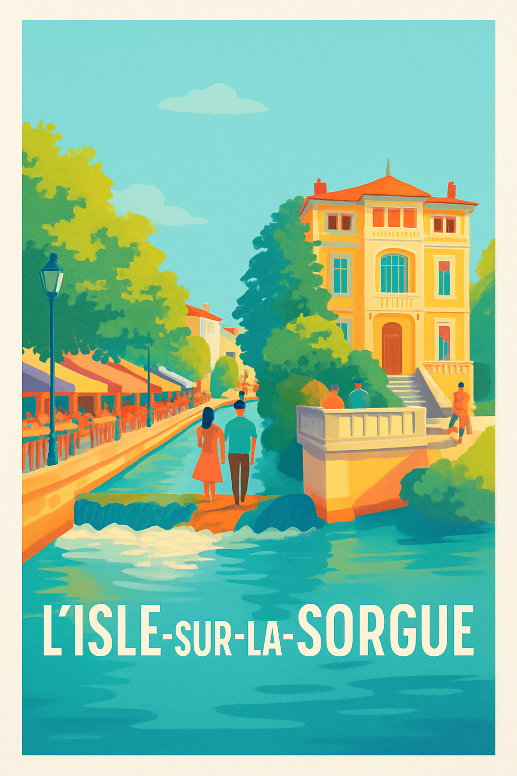 Affiche L'Isle-sur-la-Sorgue — Charme et sérénité au fil de l'eau · poster d'art de L'Isle-sur-la-Sorgue