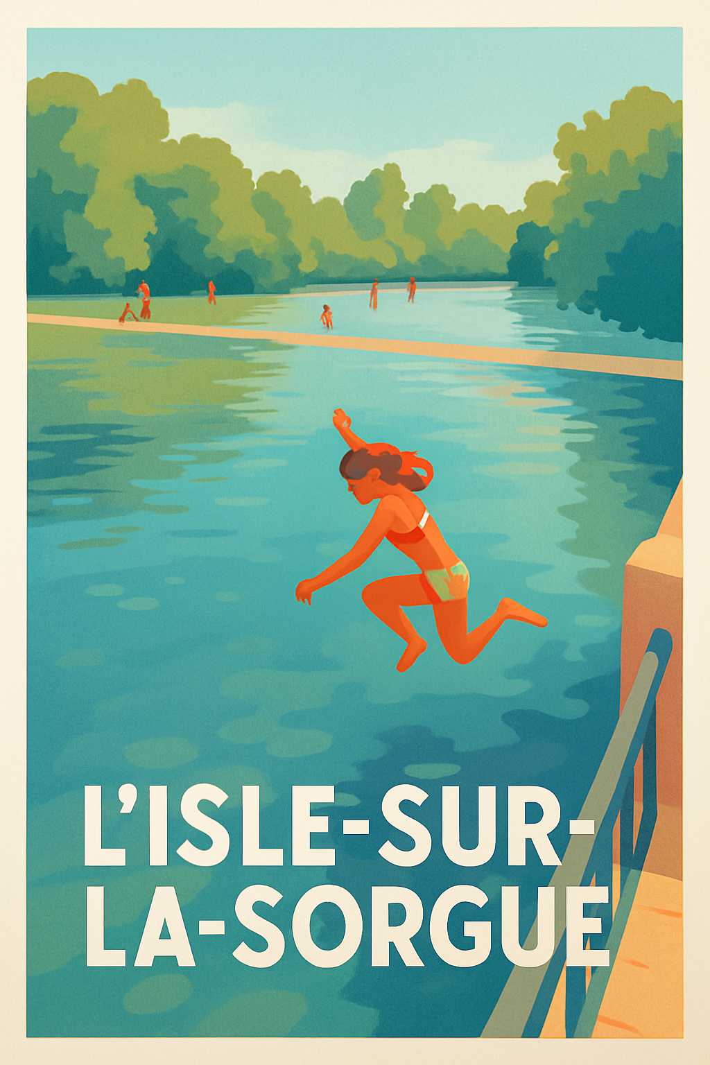 Vaucluse France Pas de Cadre / 20 × 30cm Affiche de L'Isle-sur-la-Sorgue - Plongez dans la douceur estivale