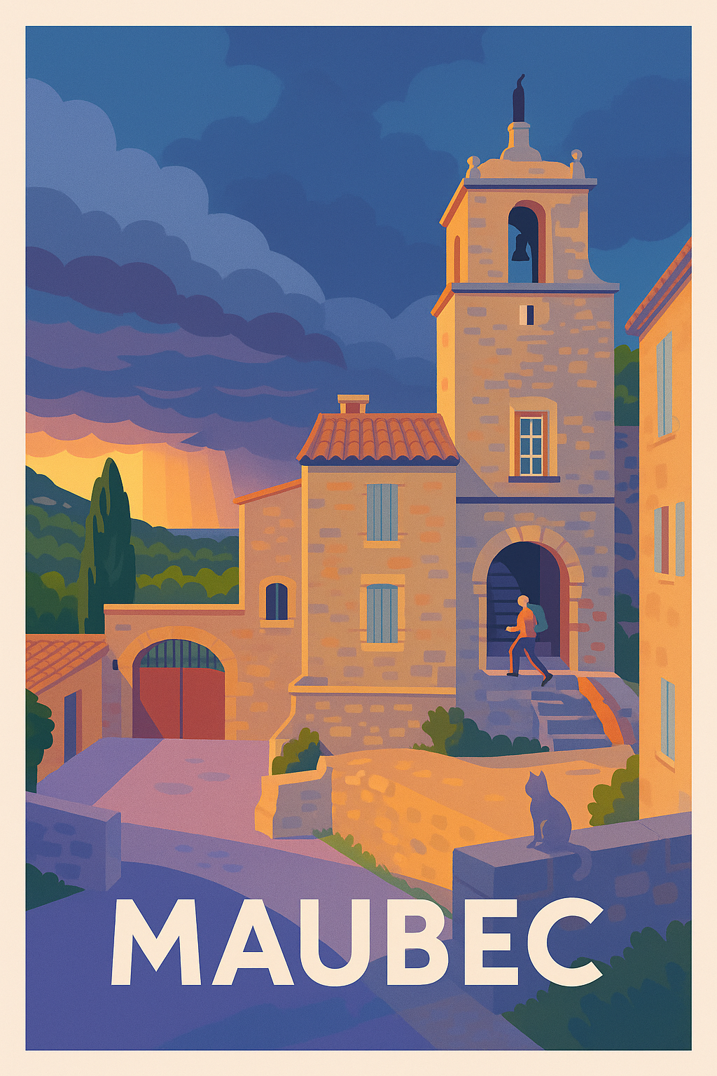 Vaucluse France Pas de Cadre / 20 × 30cm Affiche de Maubec - Charme intemporel du village provençal