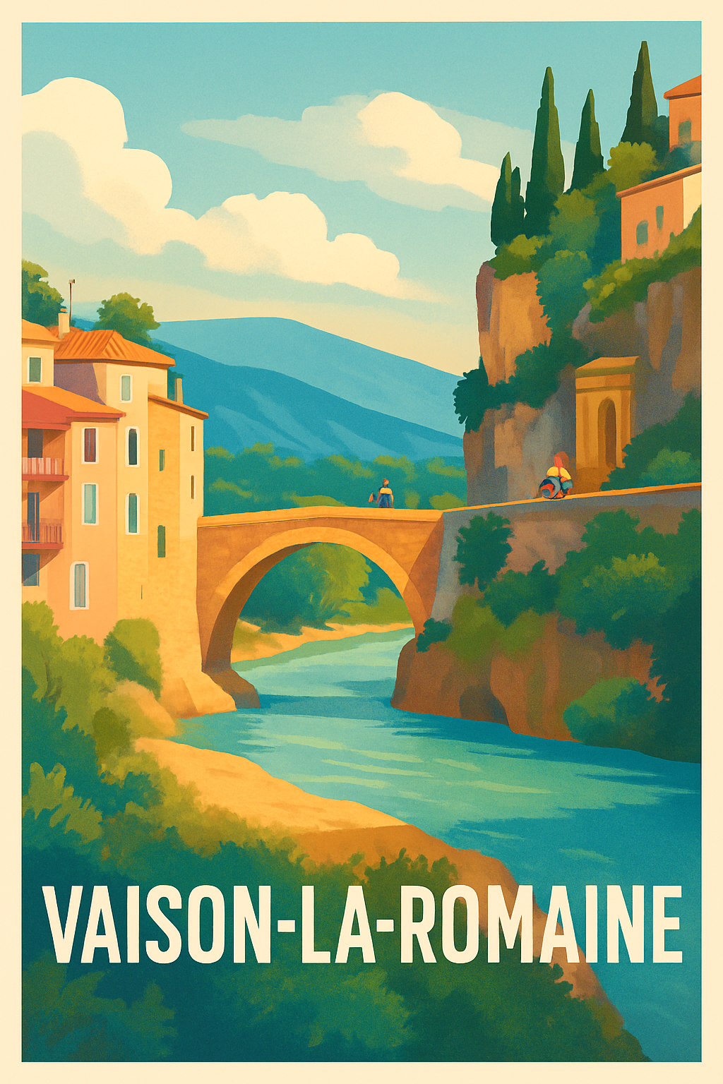 Affiche Vaison-la-Romaine — Charme et sérénité en Provence · poster d'art de Vaison-la-Romaine