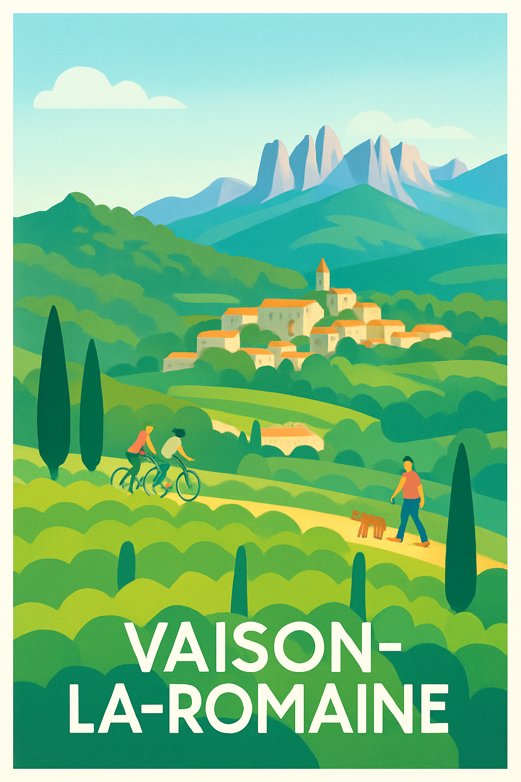 Vaucluse France Pas de Cadre / 20 × 30cm Affiche de Vaison-la-Romaine - Charme provençal entre collines et montagnes