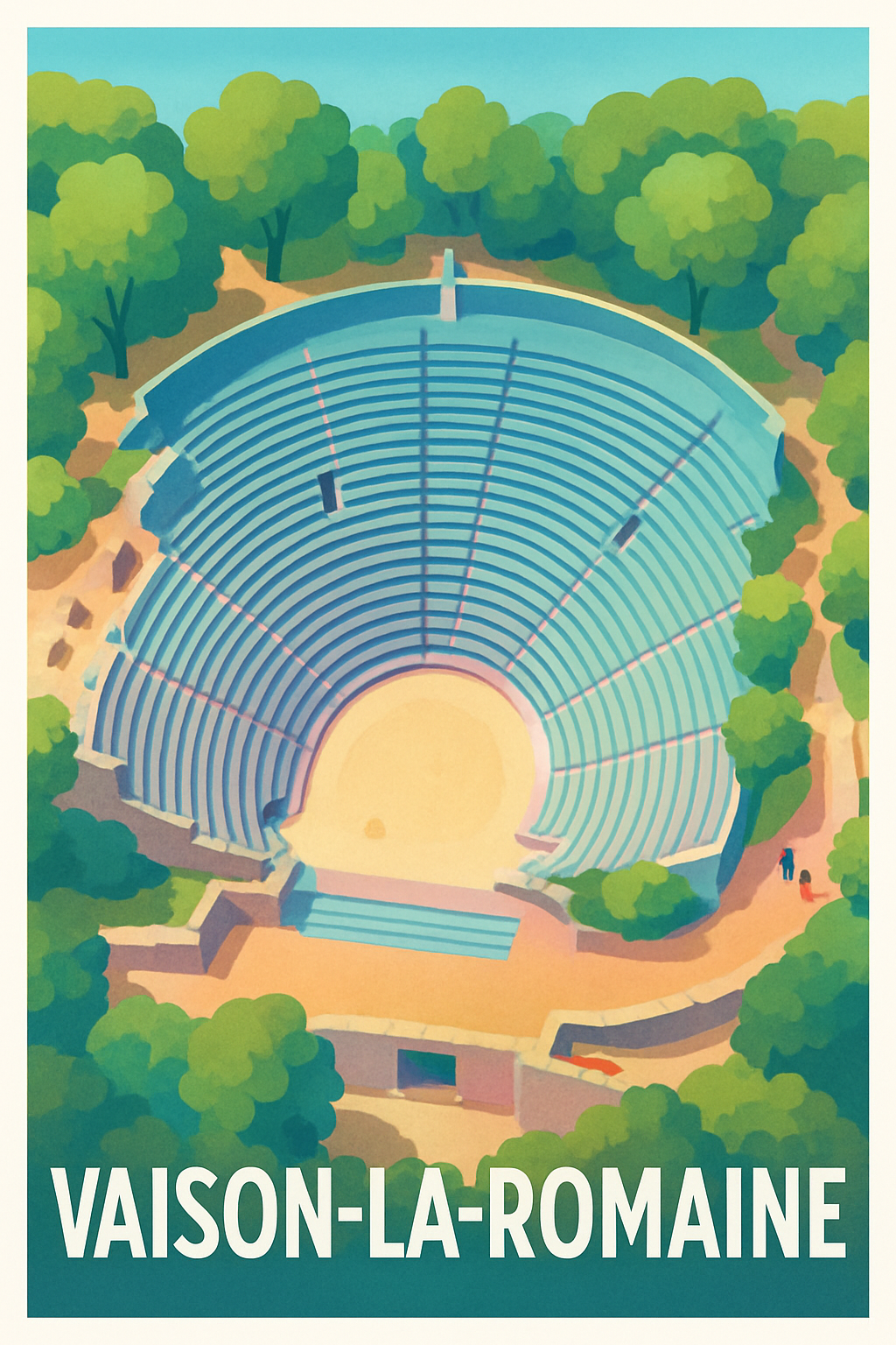 Vaucluse France Pas de Cadre / 20 × 30cm Affiche de Vaison-la-Romaine - L'amphithéâtre antique au cœur de la nature