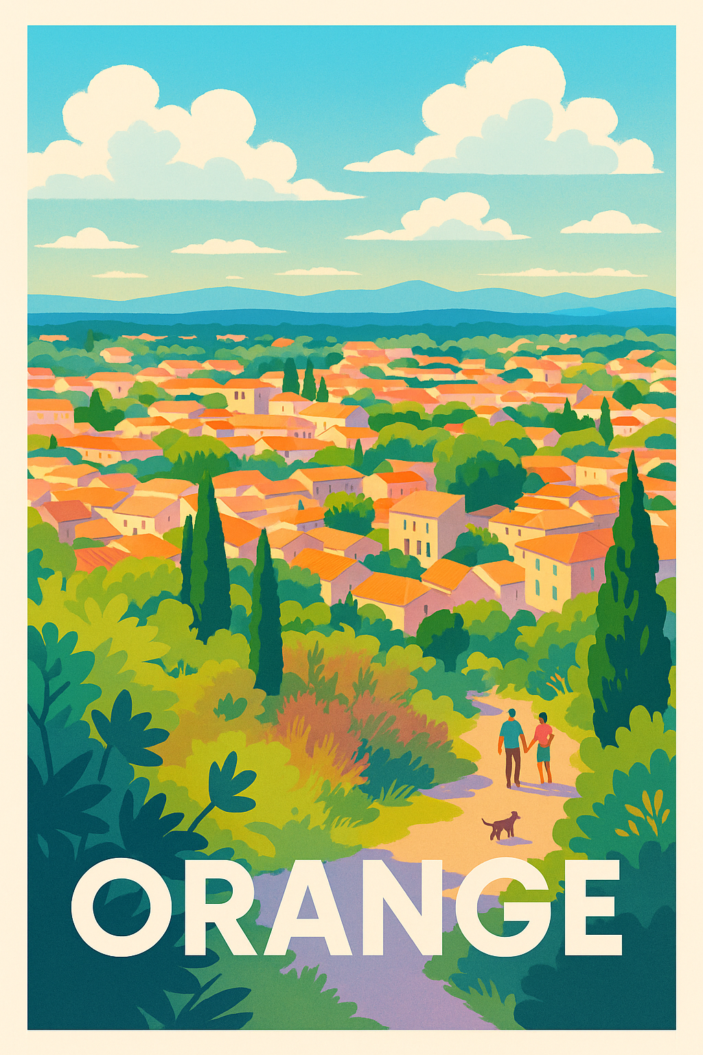 Vaucluse France Pas de Cadre / 20 × 30cm Affiche Orange - Une escapade en Provence ensoleillée