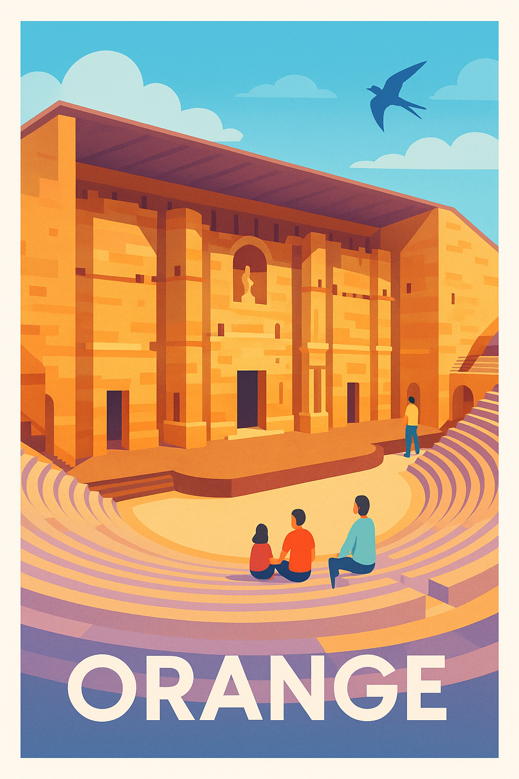 Vaucluse France Pas de Cadre / 20 × 30cm Affiche Orange - Voyage au cœur du théâtre antique