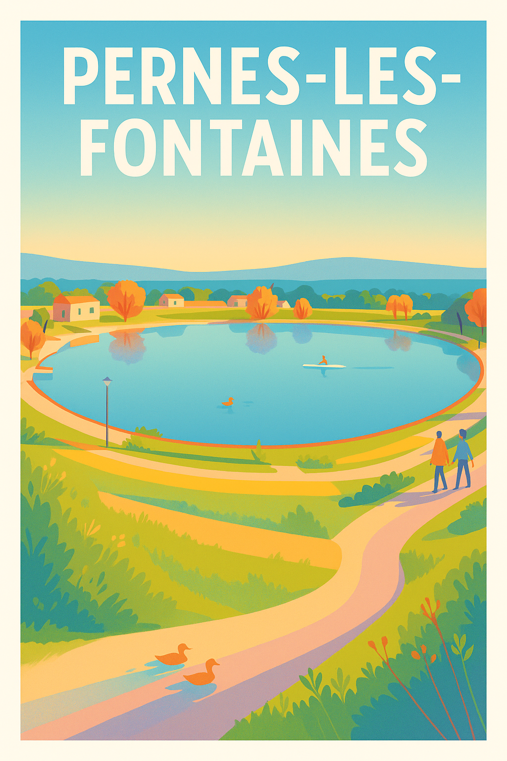 Vaucluse France Pas de Cadre / 20 × 30cm Affiche Pernes-les-Fontaines - Escapade paisible au cœur de la nature
