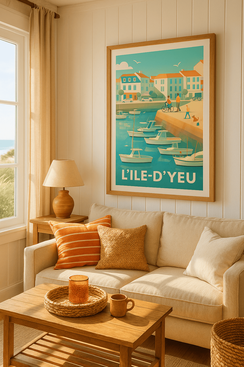 Vendée France Affiche de L'île d'Yeu - Escapade ensoleillée sur le port