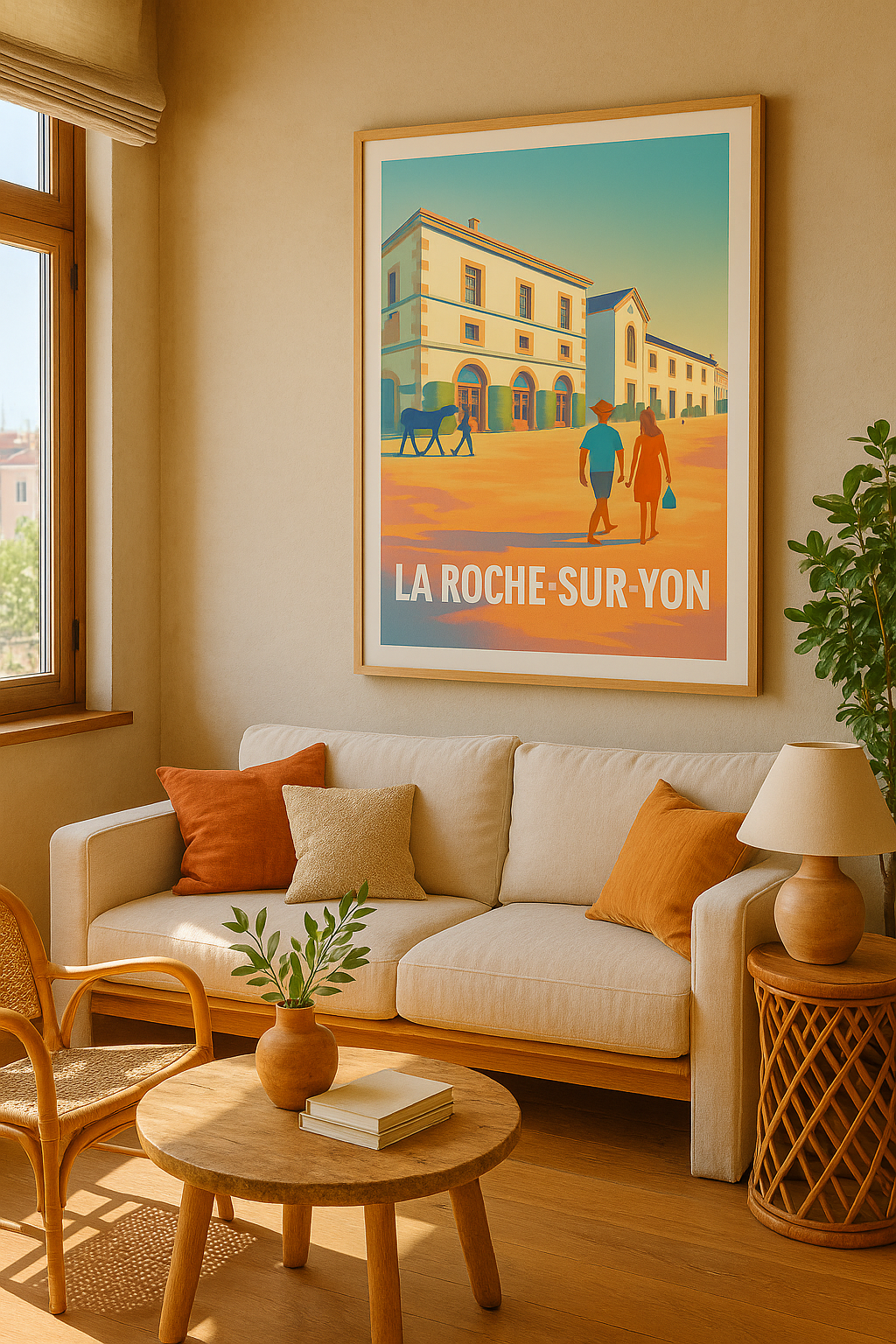 Vendée France Affiche de La Roche-sur-Yon - Promenade ensoleillée au cœur de la ville