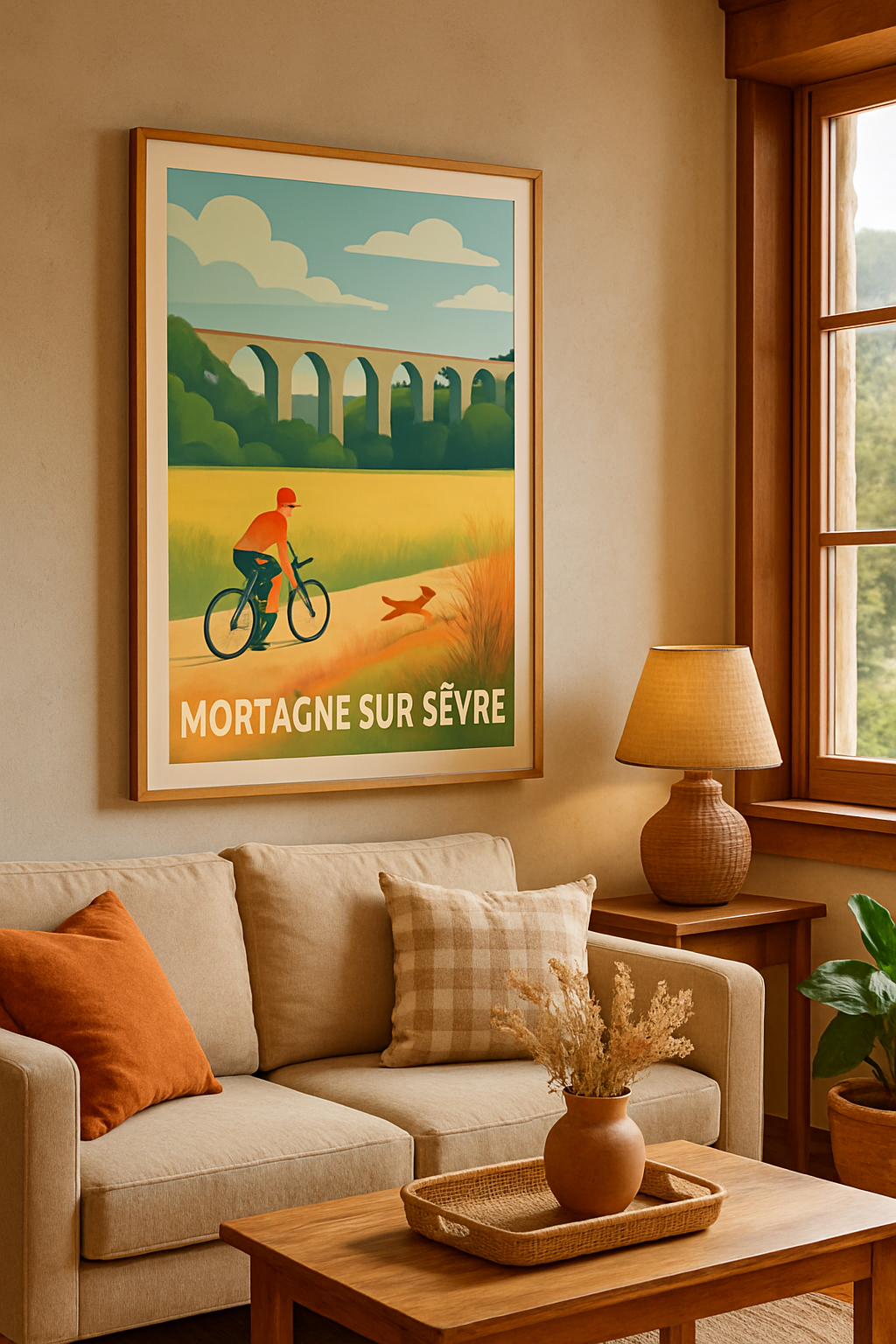 Vendée France Affiche de Mortagne-sur-Sèvre - Promenade bucolique à vélo