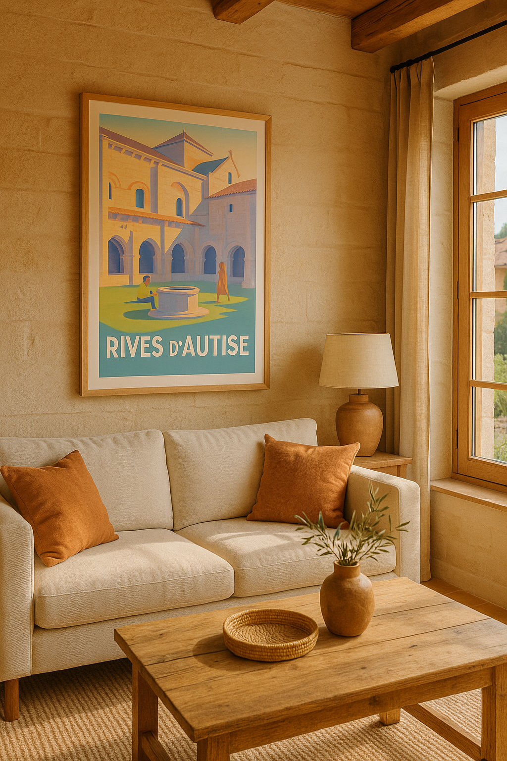 Affiche Rives-d'Autise — Charme et sérénité au cœur de l'abbaye · poster d'art de Rives-d'Autise