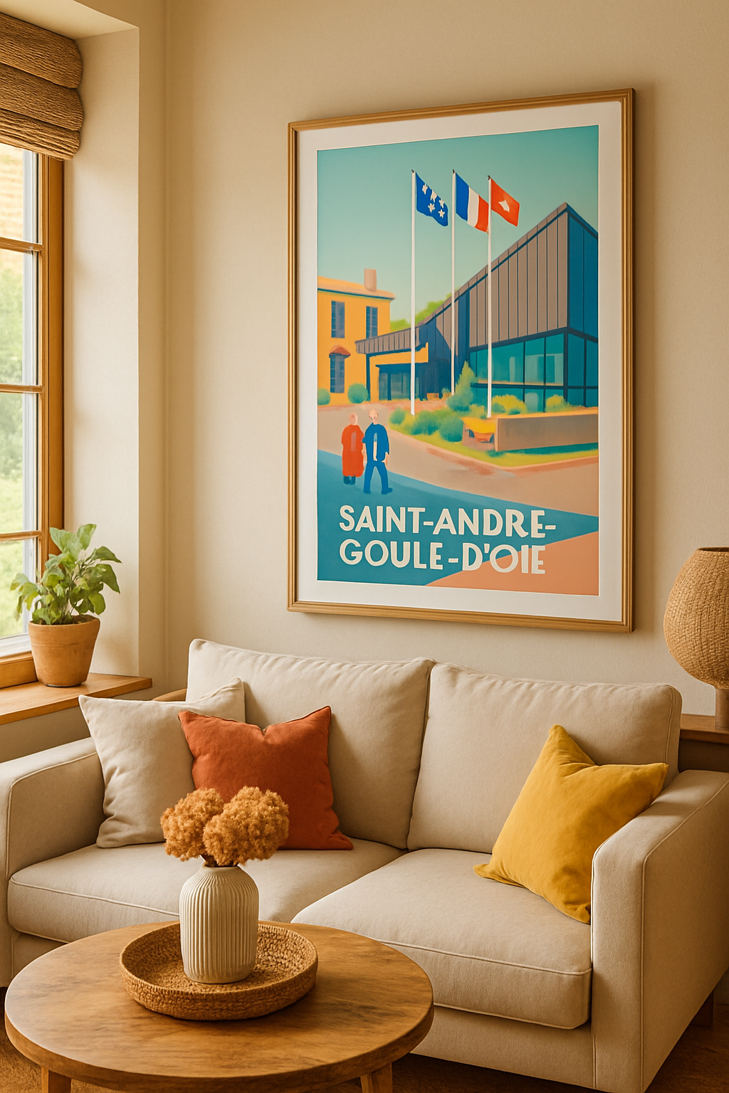 Vendée France Affiche de Saint-André-Goule-d'Oie - Une scène paisible et moderne