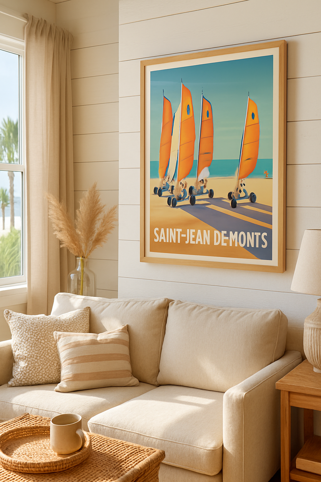 Affiche Saint-Jean-de-Monts — Aventure et voile sur la plage · poster d'art de Saint-Jean-de-Monts