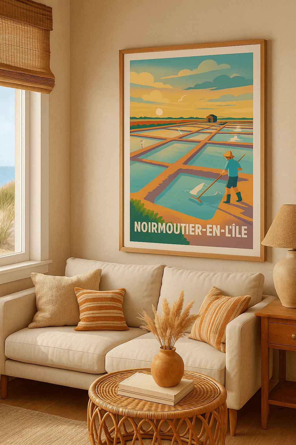 Affiche Noirmoutier-en-l'Île — L'or blanc des marais salants · poster d'art de Noirmoutier-en-l'Île