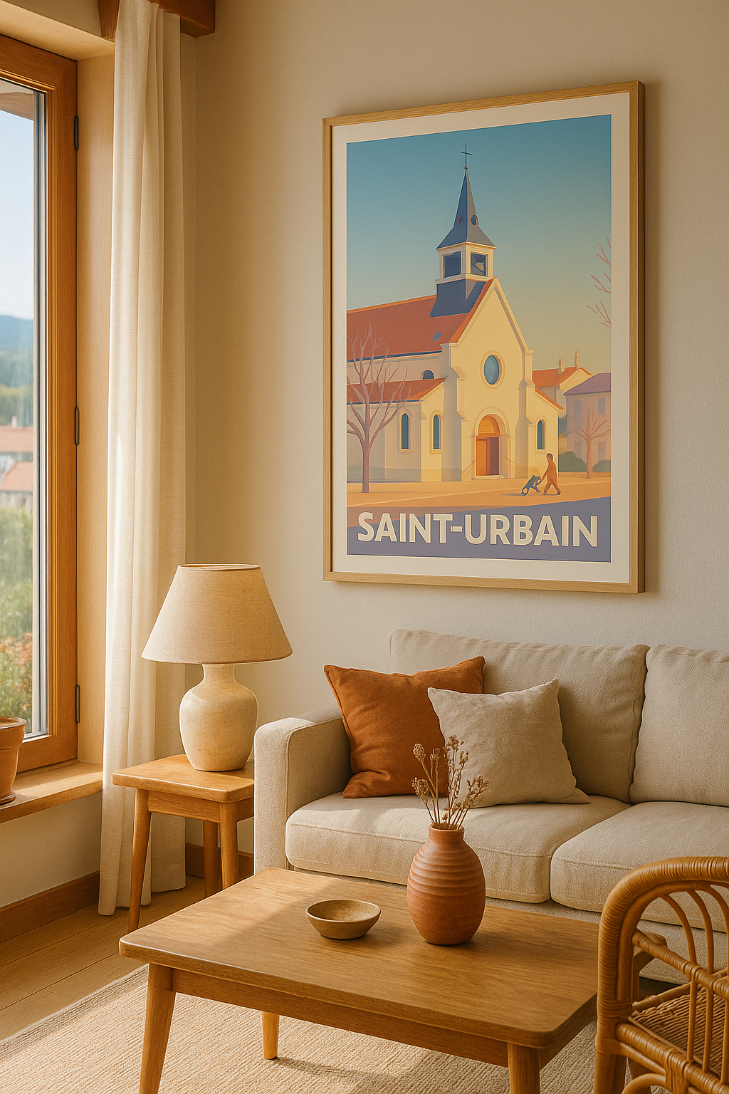 Affiche Saint-Urbain — Charme paisible et patrimoine local · poster d'art de Saint-Urbain