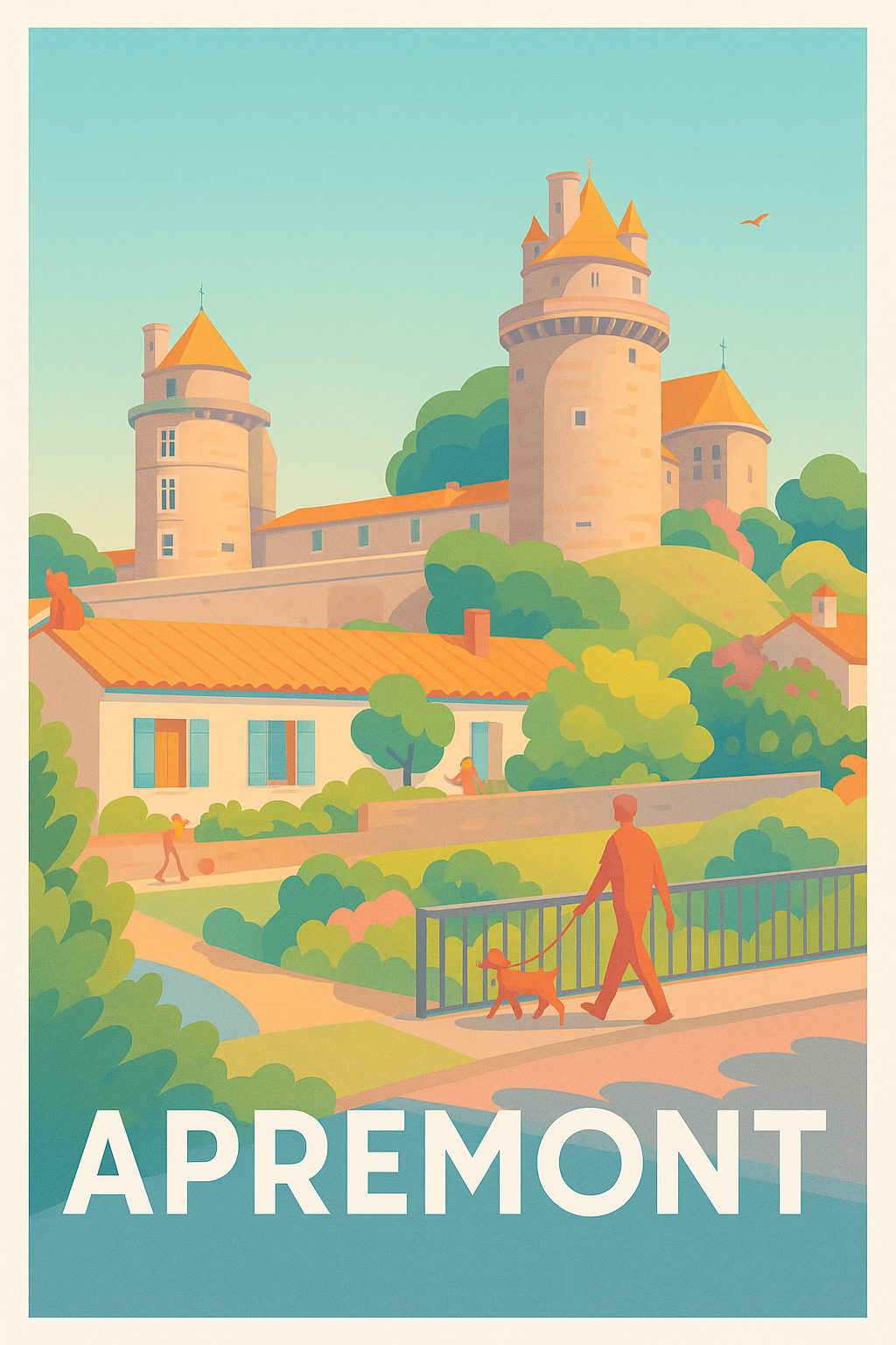 Vendée France Pas de Cadre / 20 × 30cm Affiche Apremont - Charme et tranquillité au cœur du patrimoine