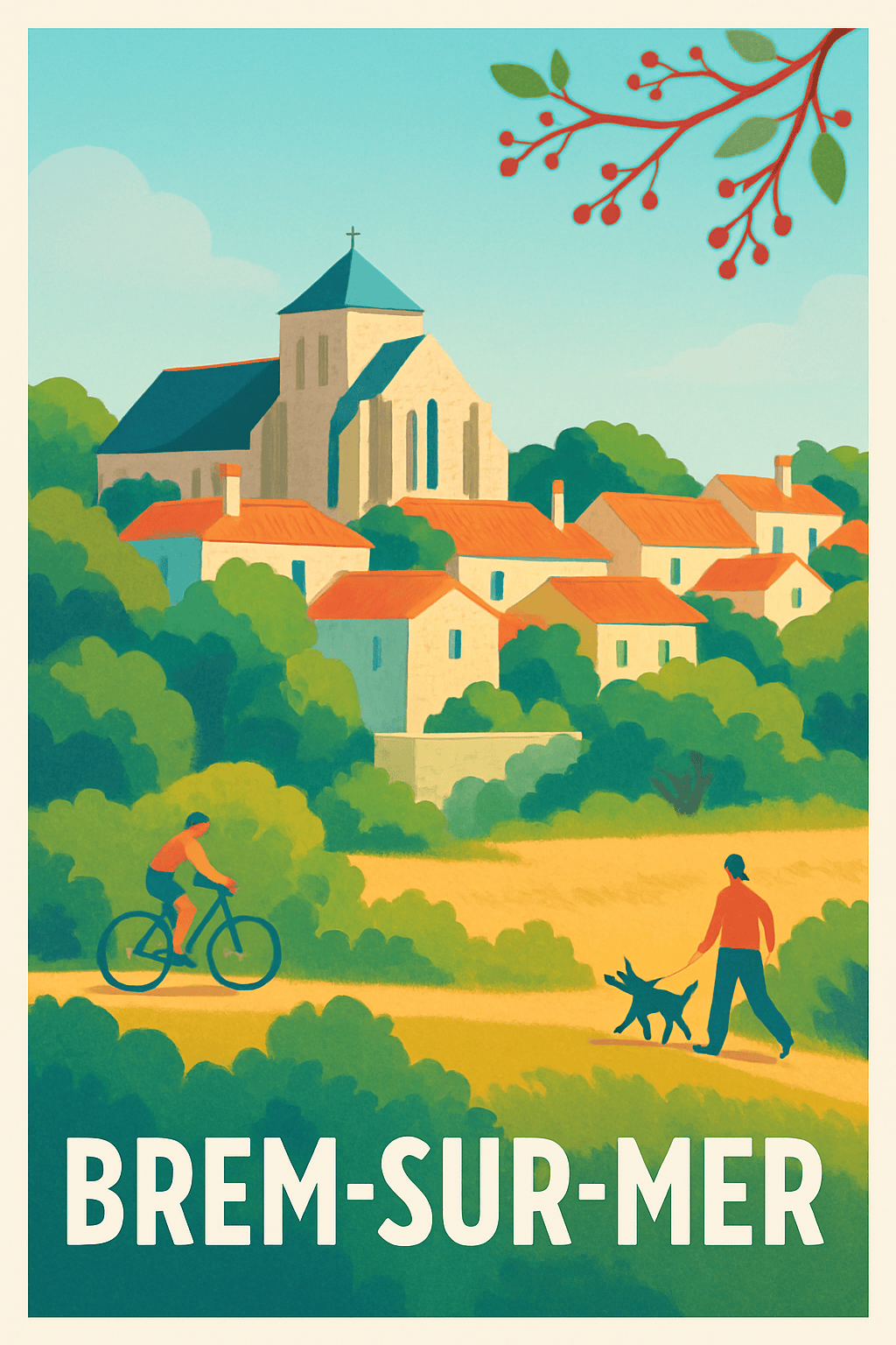 Vendée France Pas de Cadre / 20 × 30cm Affiche de Brem-sur-Mer - Charme et nature en douceur