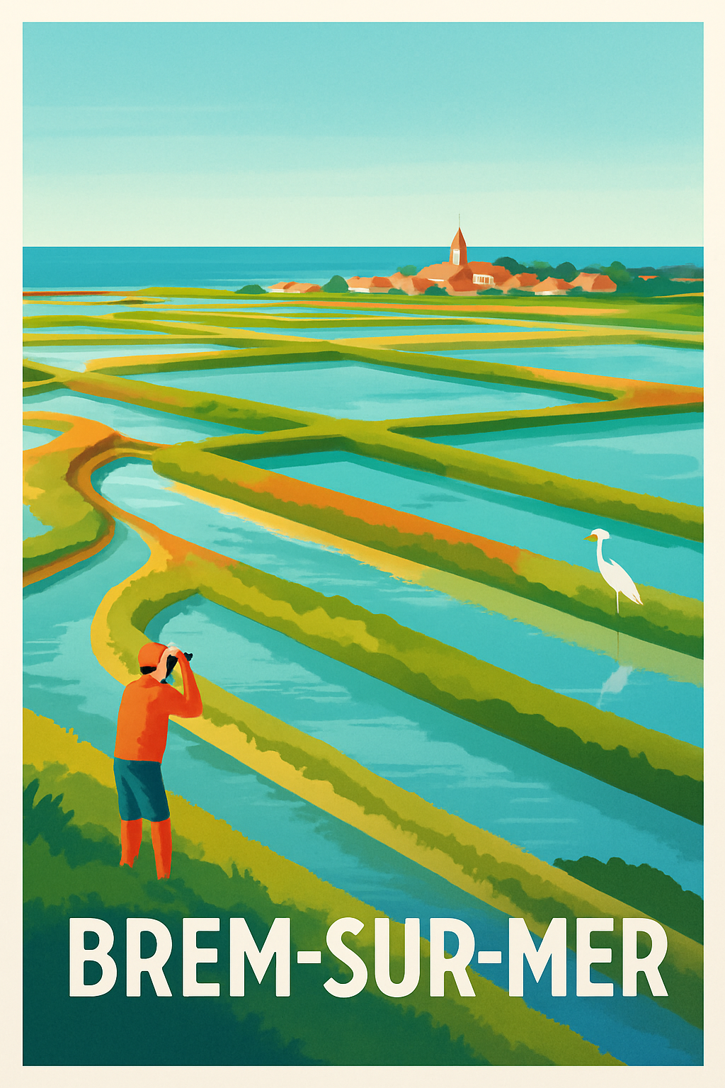 Vendée France Pas de Cadre / 20 × 30cm Affiche de Brem-sur-Mer - Évasion au cœur des marais salants