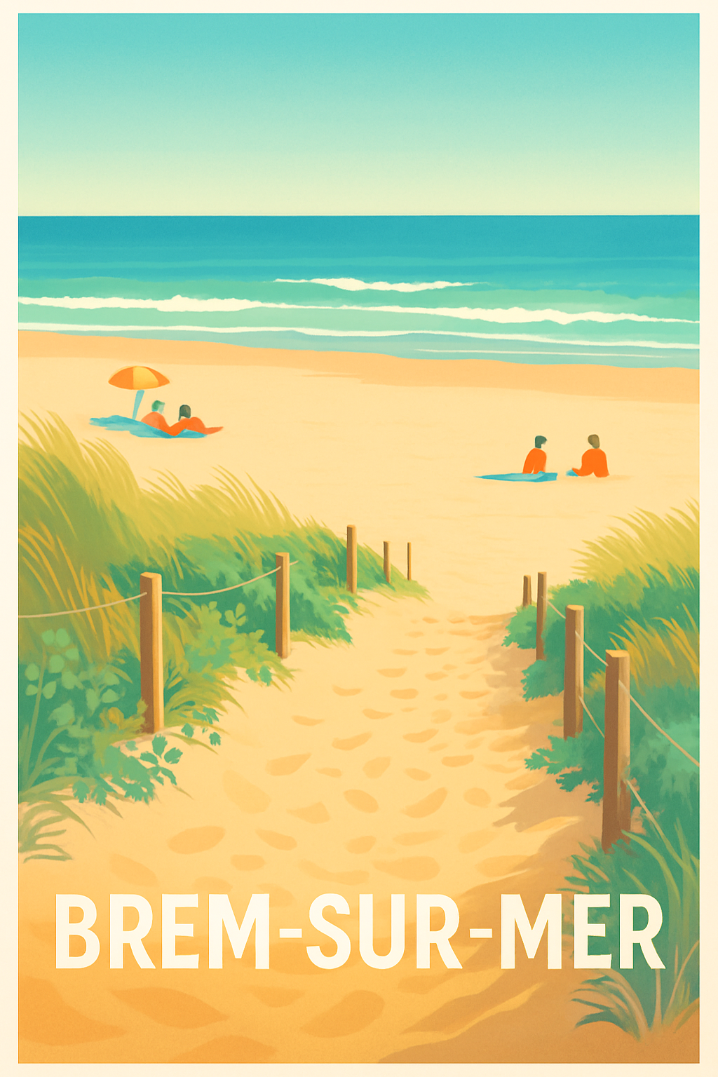 Vendée France Pas de Cadre / 20 × 30cm Affiche de Brem-sur-Mer - Évasion et douceur balnéaire
