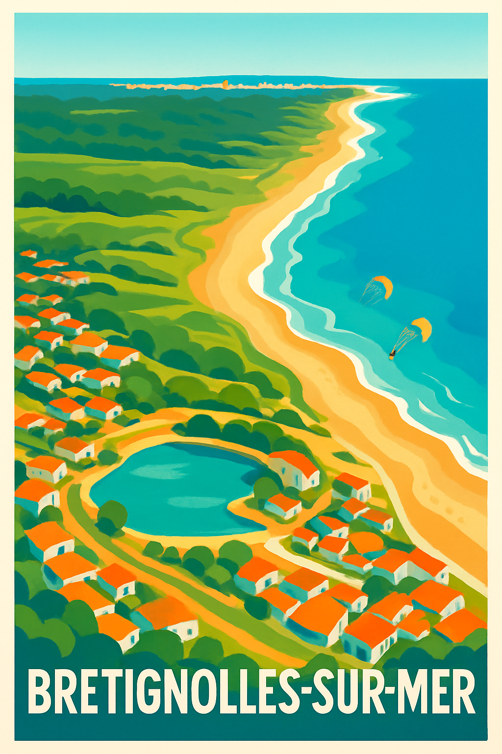 Vendée France Pas de Cadre / 20 × 30cm Affiche de Bretignolles-sur-Mer - Charme Côte Atlantique