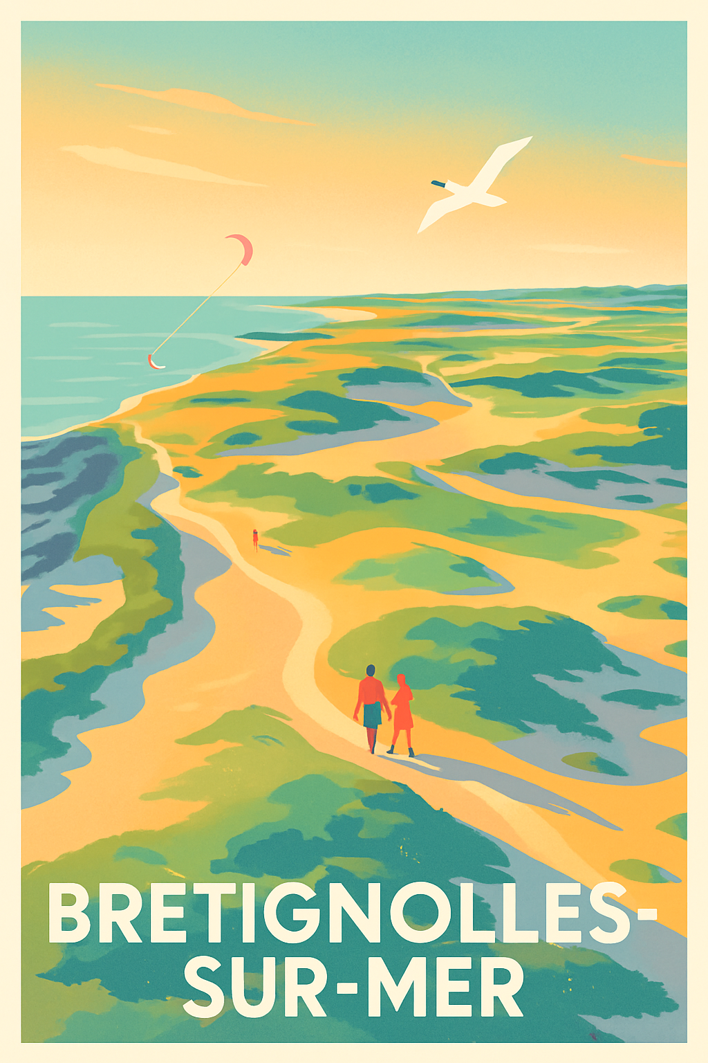 Vendée France Pas de Cadre / 20 × 30cm Affiche de Bretignolles-sur-Mer - Évasion et douceur sur la côte vendéenne