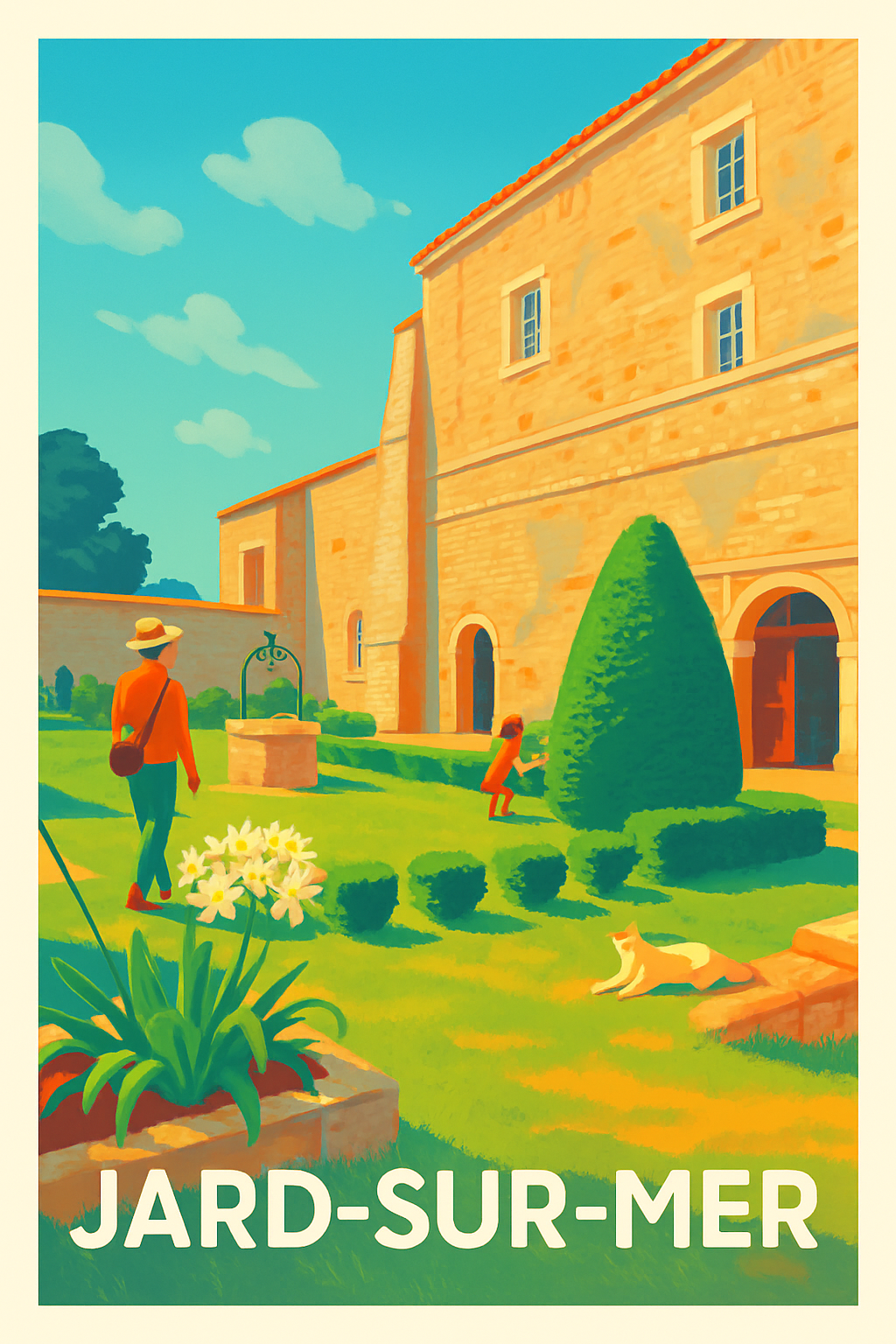 Vendée France Pas de Cadre / 20 × 30cm Affiche de Jard-sur-Mer - Charme et douceur d'un jardin ensoleillé