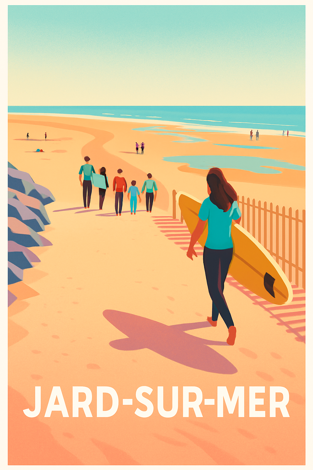Vendée France Pas de Cadre / 20 × 30cm Affiche de Jard-sur-Mer - L'appel de l'océan et des plages dorées