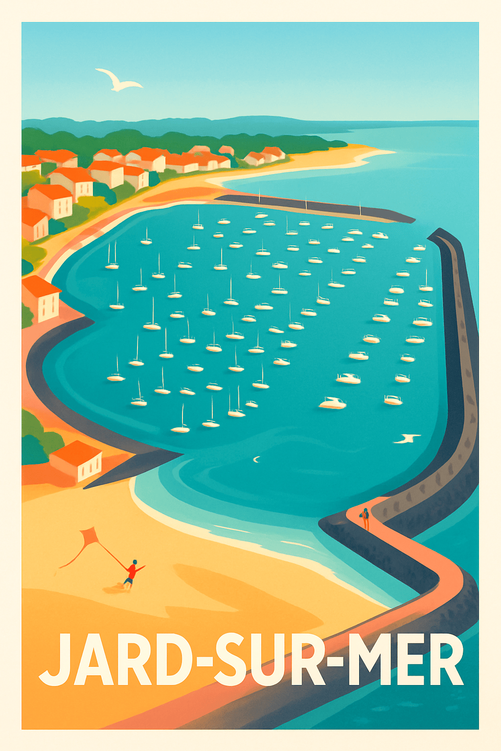 Vendée France Pas de Cadre / 20 × 30cm Affiche de Jard-sur-Mer - L'élégance côtière ensoleillée