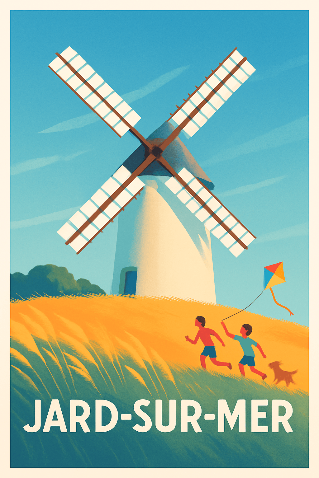 Affiche Jard-sur-Mer — L'été au vent des moulins · poster d'art de Jard-sur-Mer