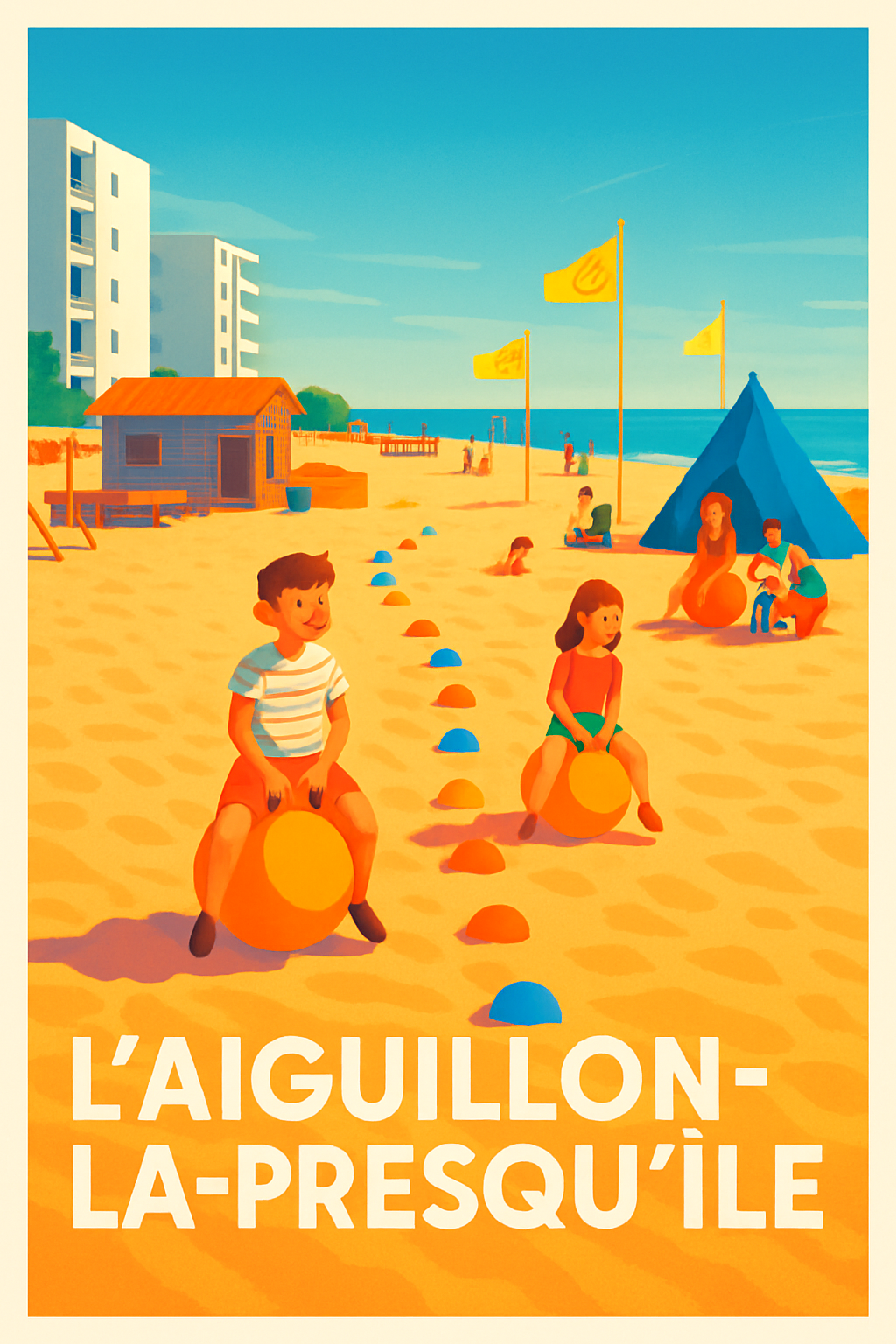 Vendée France Pas de Cadre / 20 × 30cm Affiche de L'Aiguillon-la-Presqu'île - Vacances ensoleillées sur la plage