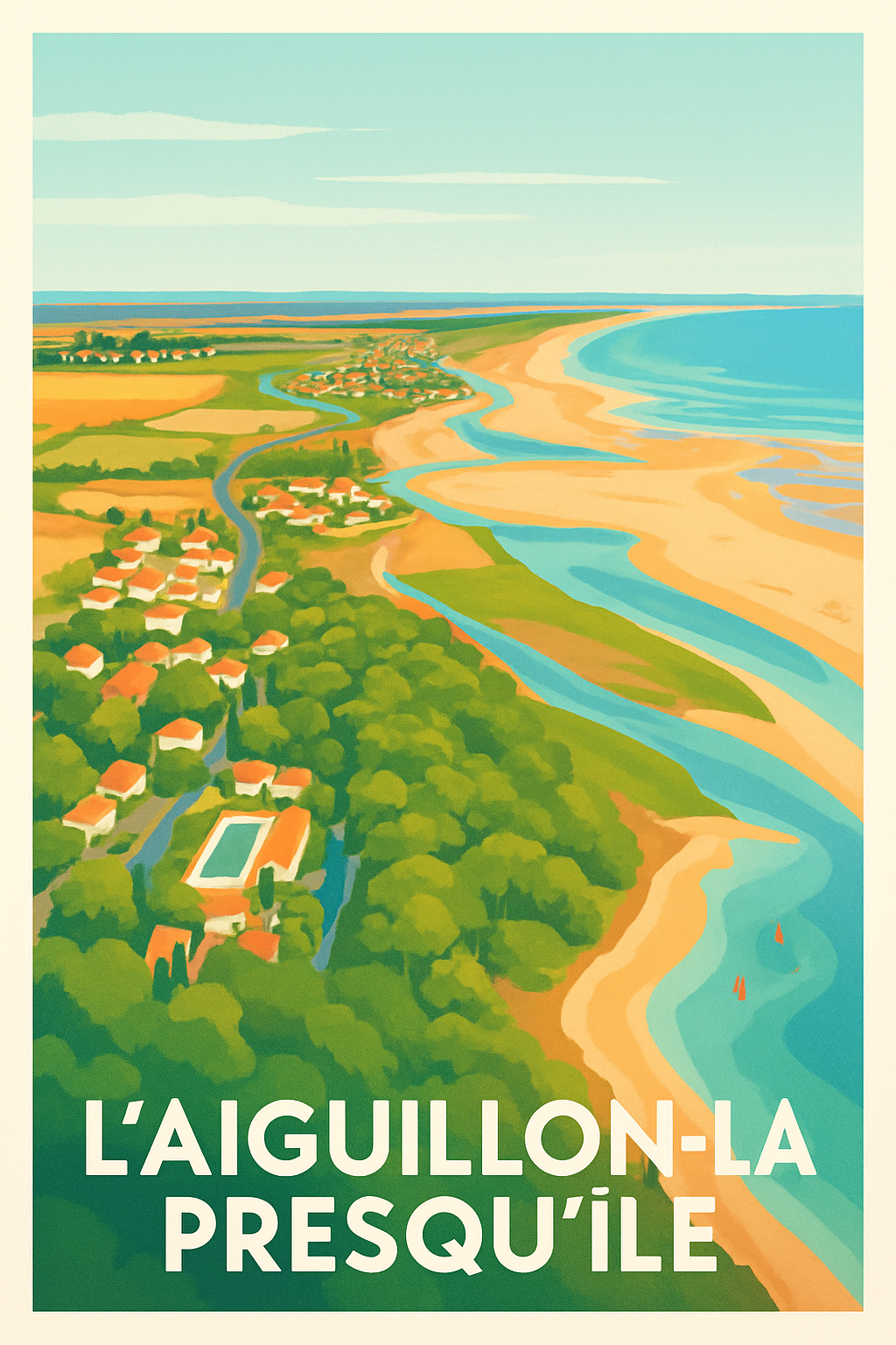 Vendée France Pas de Cadre / 20 × 30cm Affiche de L'Aiguillon-sur-Mer - Évasion sur la presqu’île