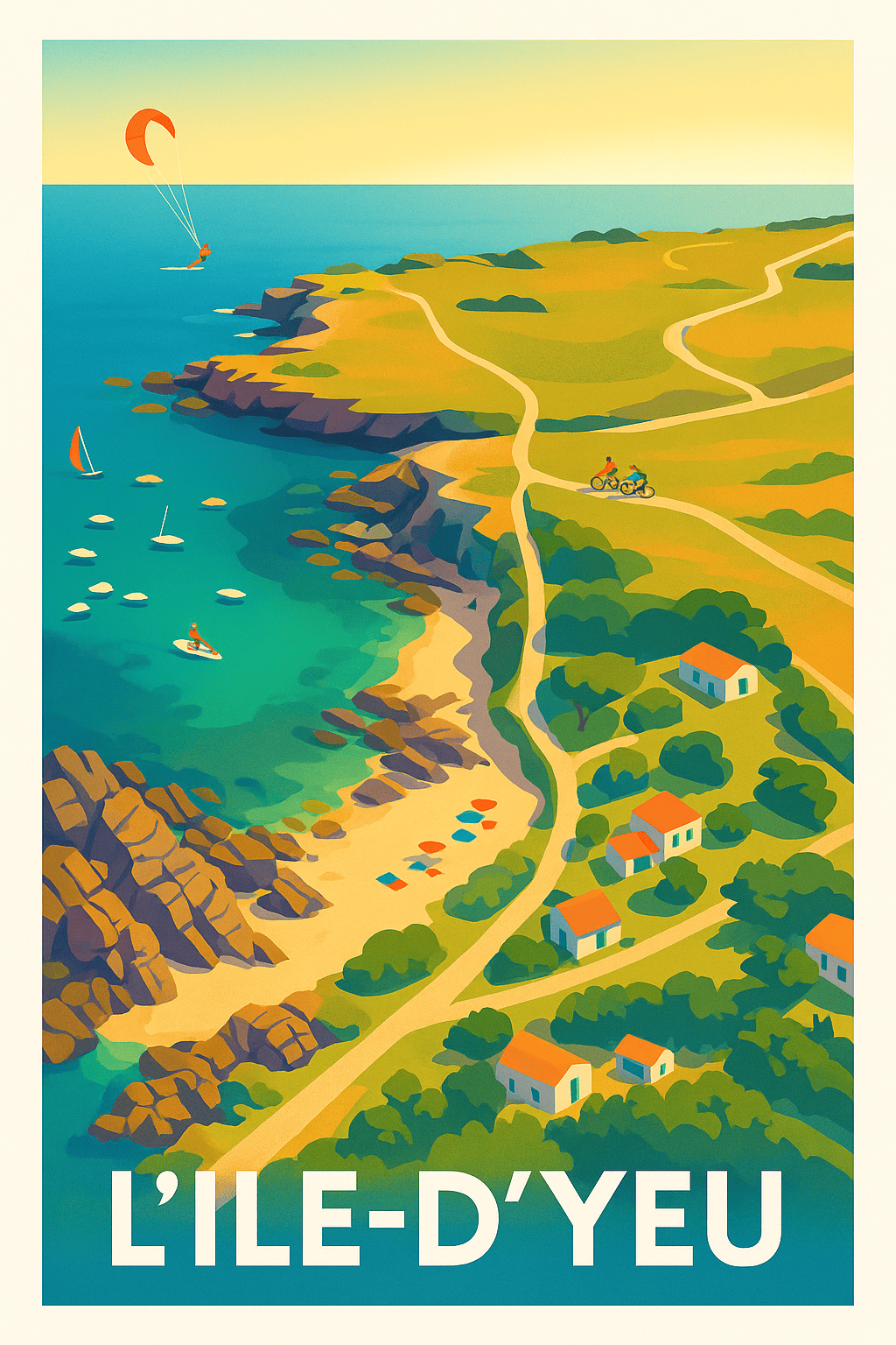Vendée France Pas de Cadre / 20 × 30cm Affiche de L'Île-d'Yeu - Évasion nature sur la côte vendéenne