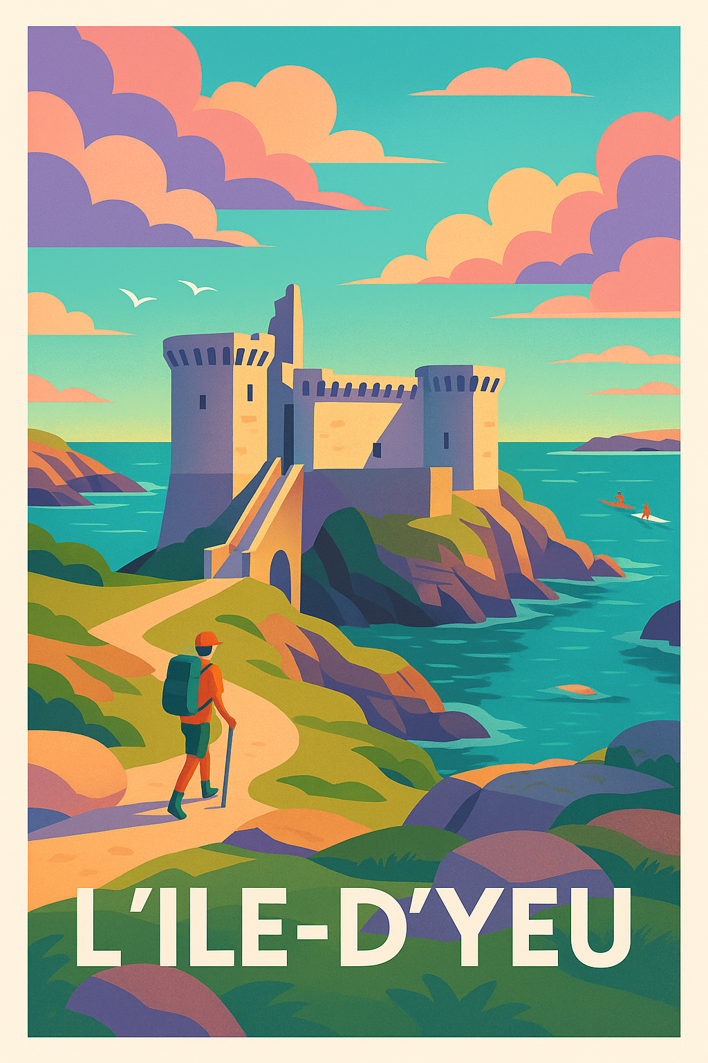 Vendée France Pas de Cadre / 20 × 30cm Affiche de L'Île-d'Yeu - Évasion sauvage sur la côte vendéenne