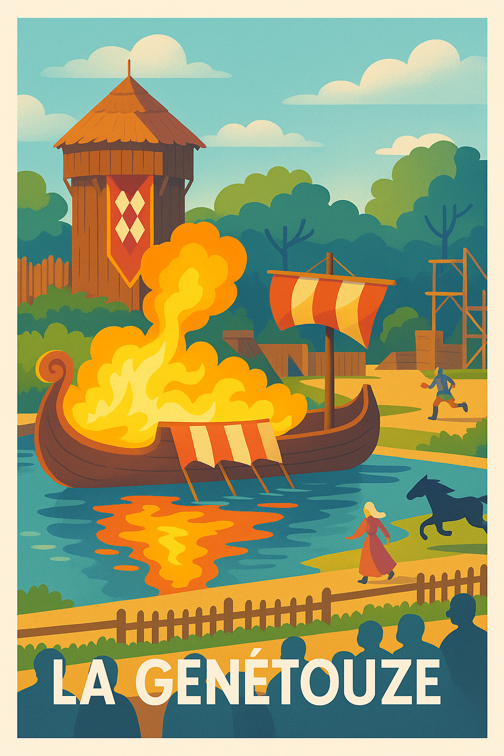 Vendée France Pas de Cadre / 20 × 30cm Affiche de La Genétouze - Plongez au cœur d'une reconstitution historique vibrante