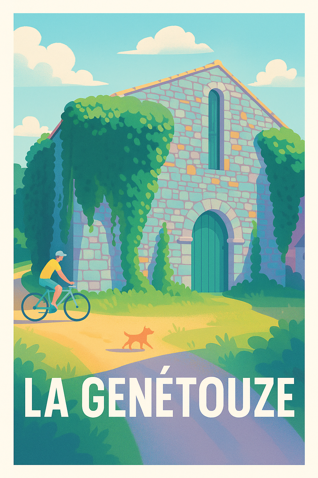 Vendée France Pas de Cadre / 20 × 30cm Affiche de La Genétouze - Village paisible et verdoyant